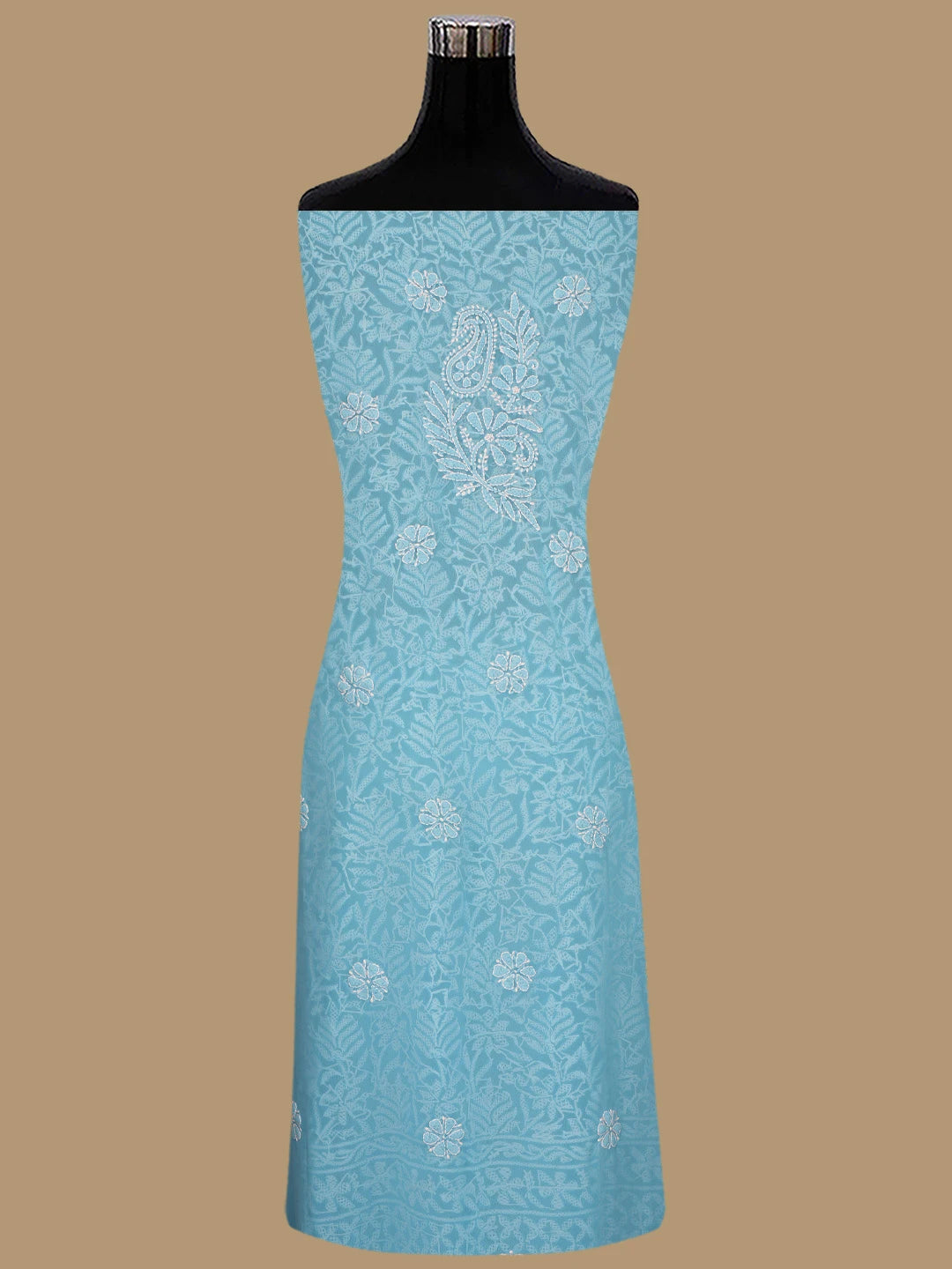 Ada Hand Embroidered Blue Georgette Lucknowi Chikankari Unstitched Suit Piece 01A644005