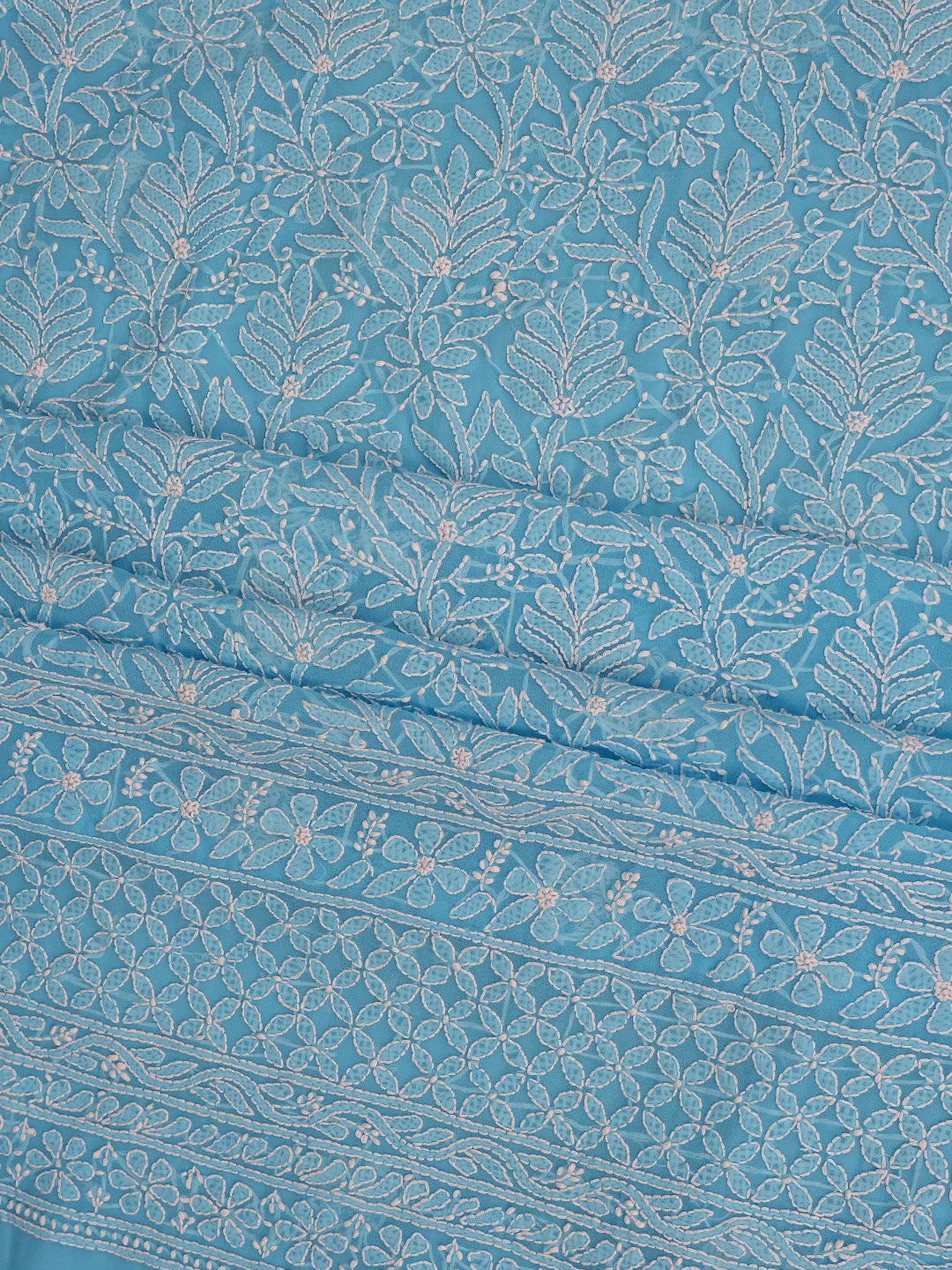 Ada Hand Embroidered Blue Georgette Lucknowi Chikankari Unstitched Suit Piece 01A644005