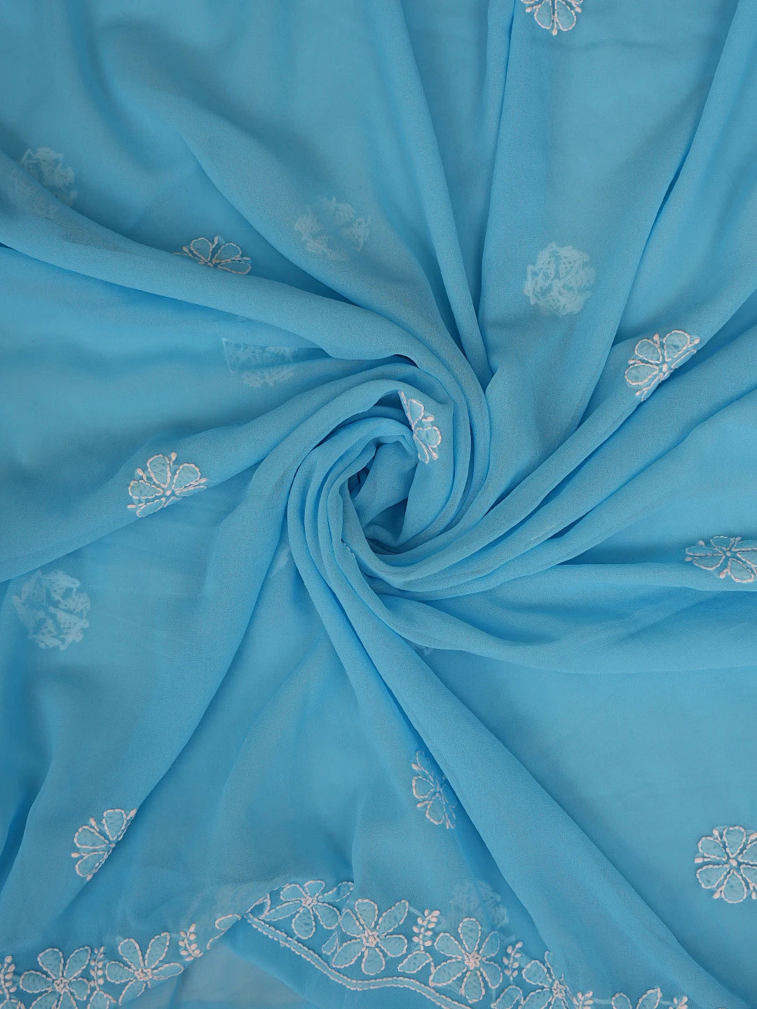 Ada Hand Embroidered Blue Georgette Lucknowi Chikankari Unstitched Suit Piece 01A644005