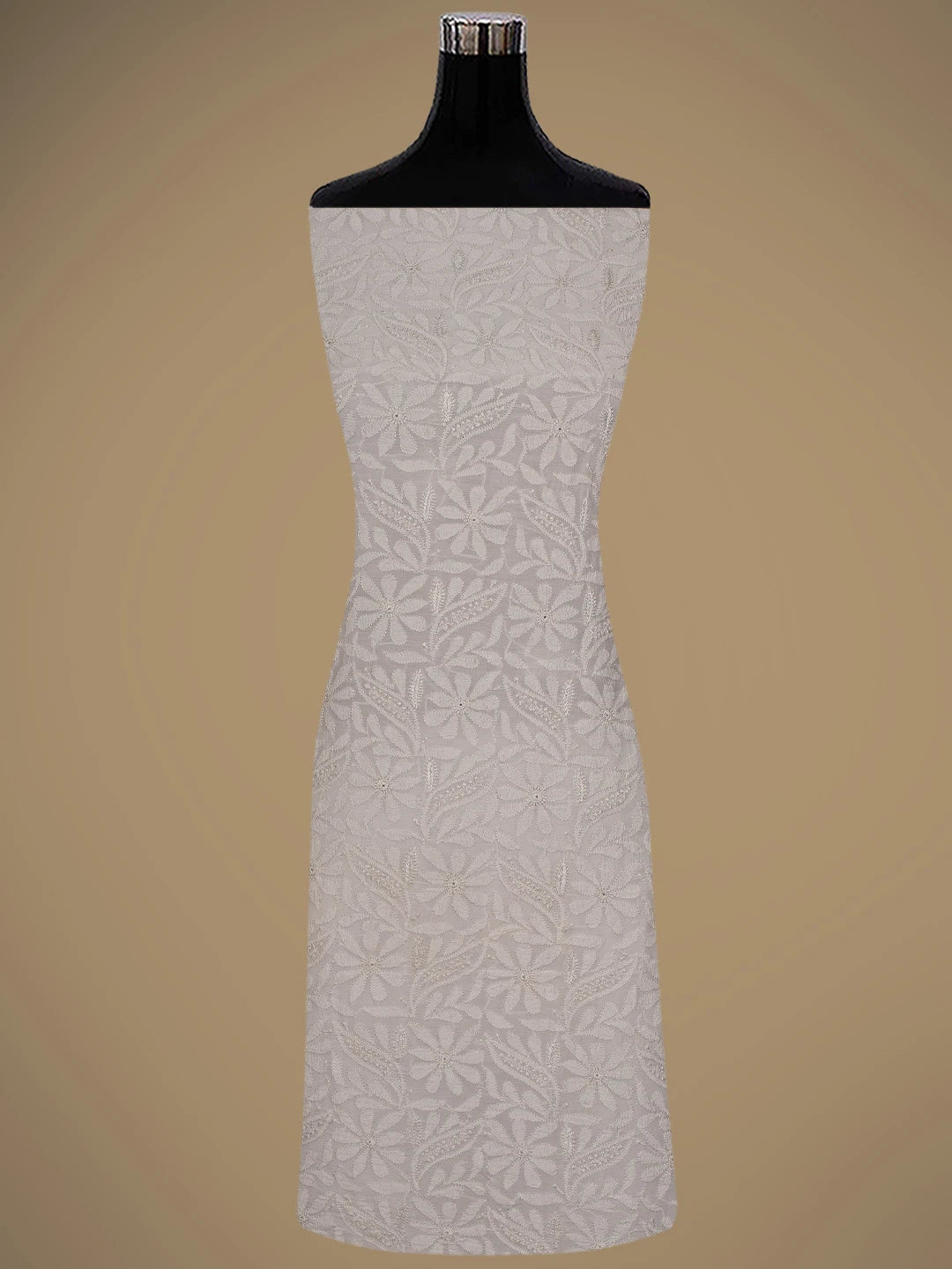 Ada Hand Embroidered Silver Grey Muslin Lucknowi Chikankari Unstitched Kurta Dupatta Set 01A584955