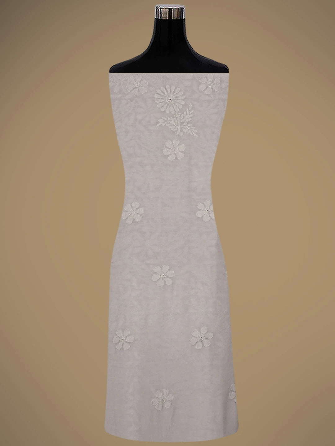 Ada Hand Embroidered Silver Grey Muslin Lucknowi Chikankari Unstitched Kurta Dupatta Set 01A584955