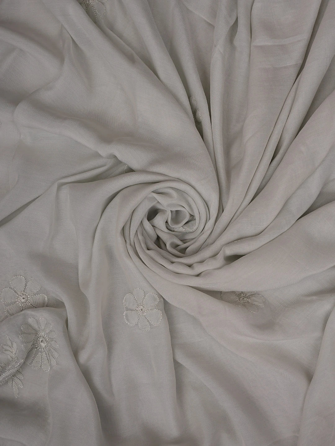 Ada Hand Embroidered Silver Grey Muslin Lucknowi Chikankari Unstitched Kurta Dupatta Set 01A584955