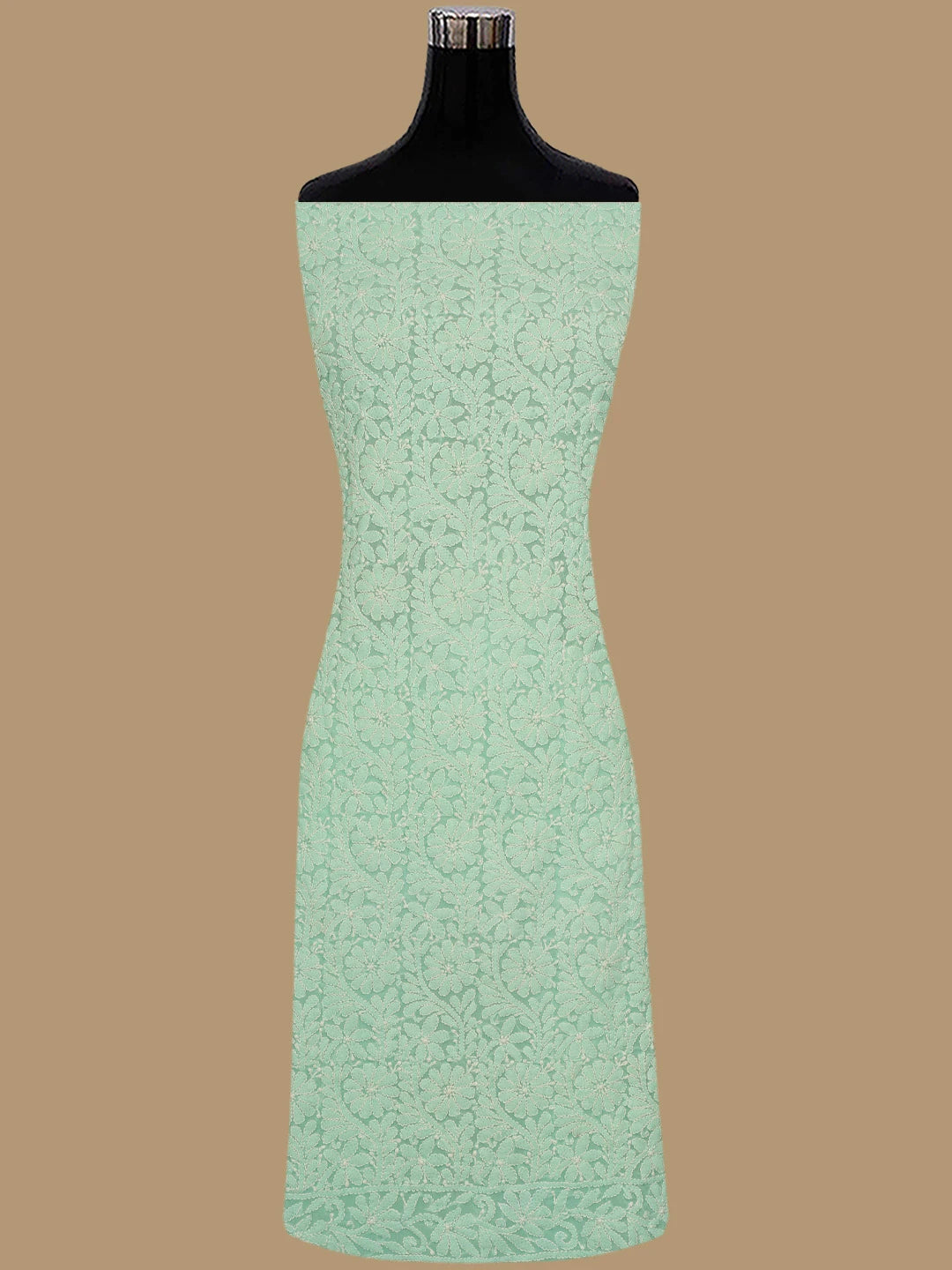 Ada Hand Embroidered Sea Green Georgette Lucknowi Chikankari Unstitched Kurta Dupatta Set 01A670801