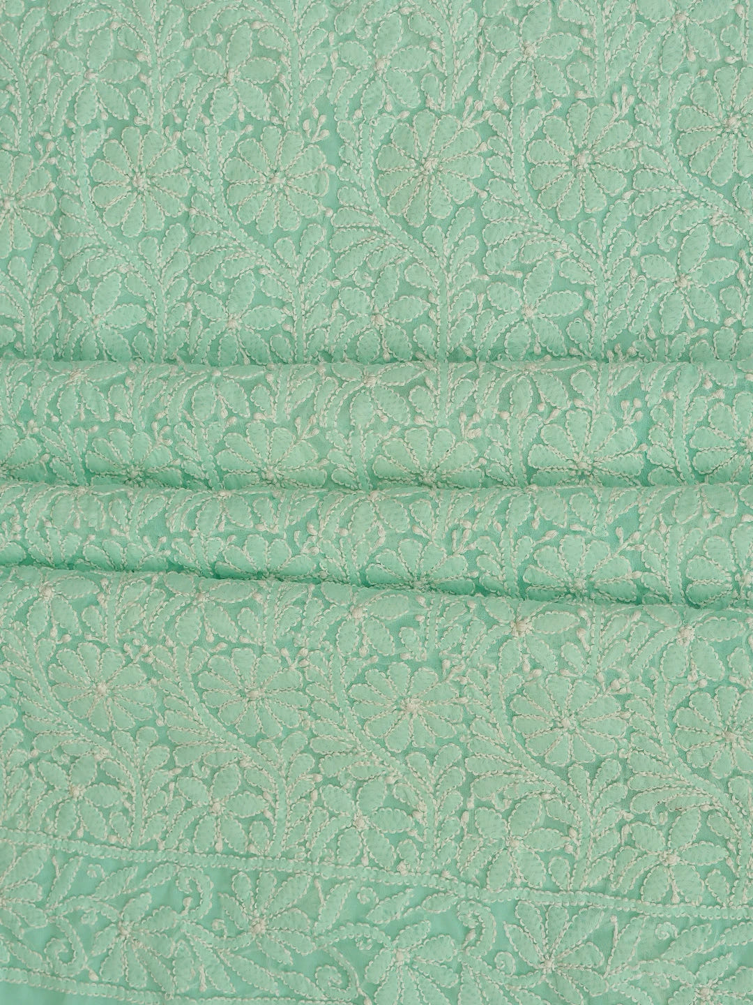 Ada Hand Embroidered Sea Green Georgette Lucknowi Chikankari Unstitched Kurta Dupatta Set 01A670801