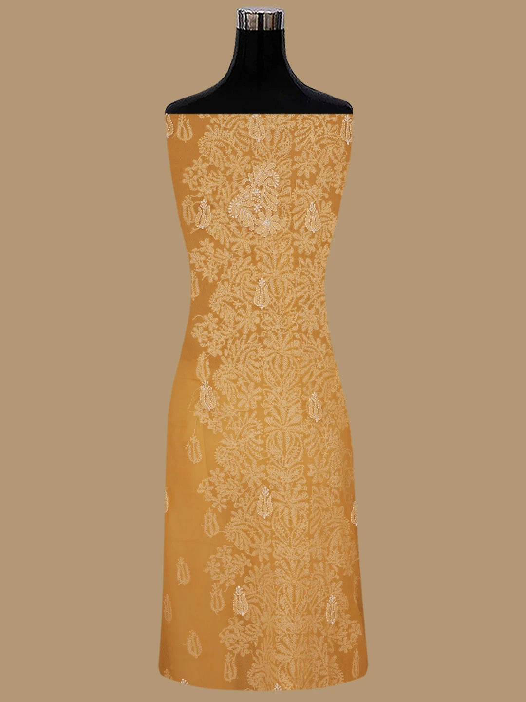Ada Hand Embroidered Mustard Georgette Lucknowi Chikankari Unstitched Suit Piece 01A793479