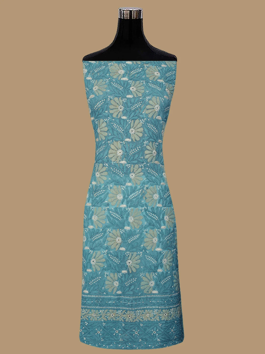 Ada Hand Embroidered Blue Georgette Lucknowi Chikankari Unstitched Suit Piece 01A857261