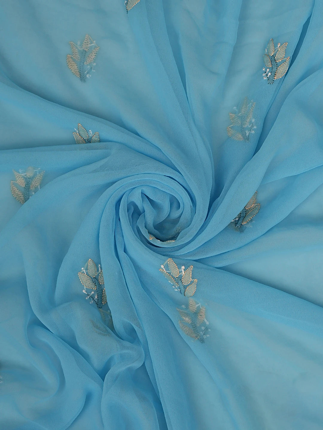 Ada Hand Embroidered Blue Georgette Lucknowi Chikankari Unstitched Suit Piece 01A857261