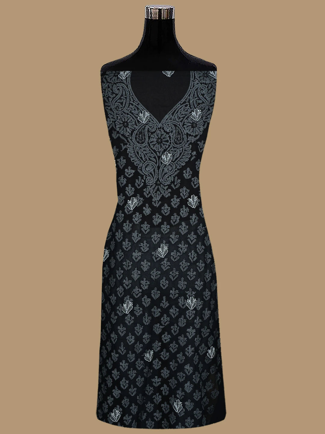 Ada Hand Embroidered Black Georgette Lucknowi Chikankari Unstitched Suit Piece 01A823781