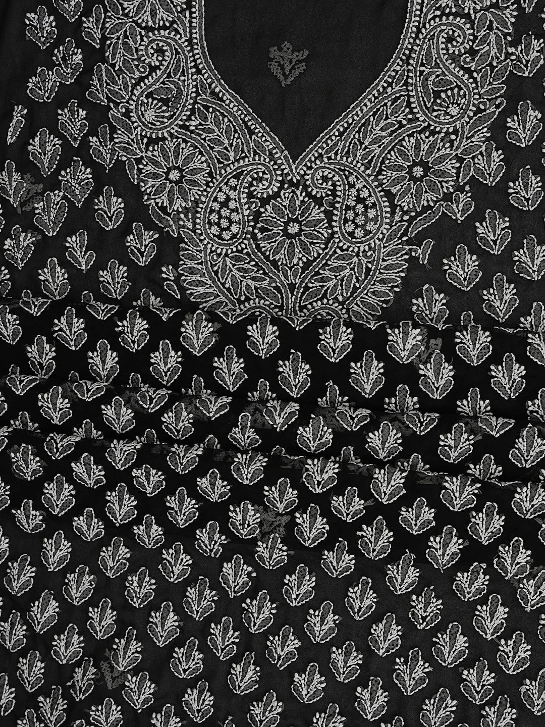 Ada Hand Embroidered Black Georgette Lucknowi Chikankari Unstitched Suit Piece 01A823781