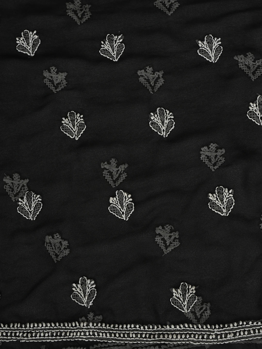 Ada Hand Embroidered Black Georgette Lucknowi Chikankari Unstitched Suit Piece 01A823781