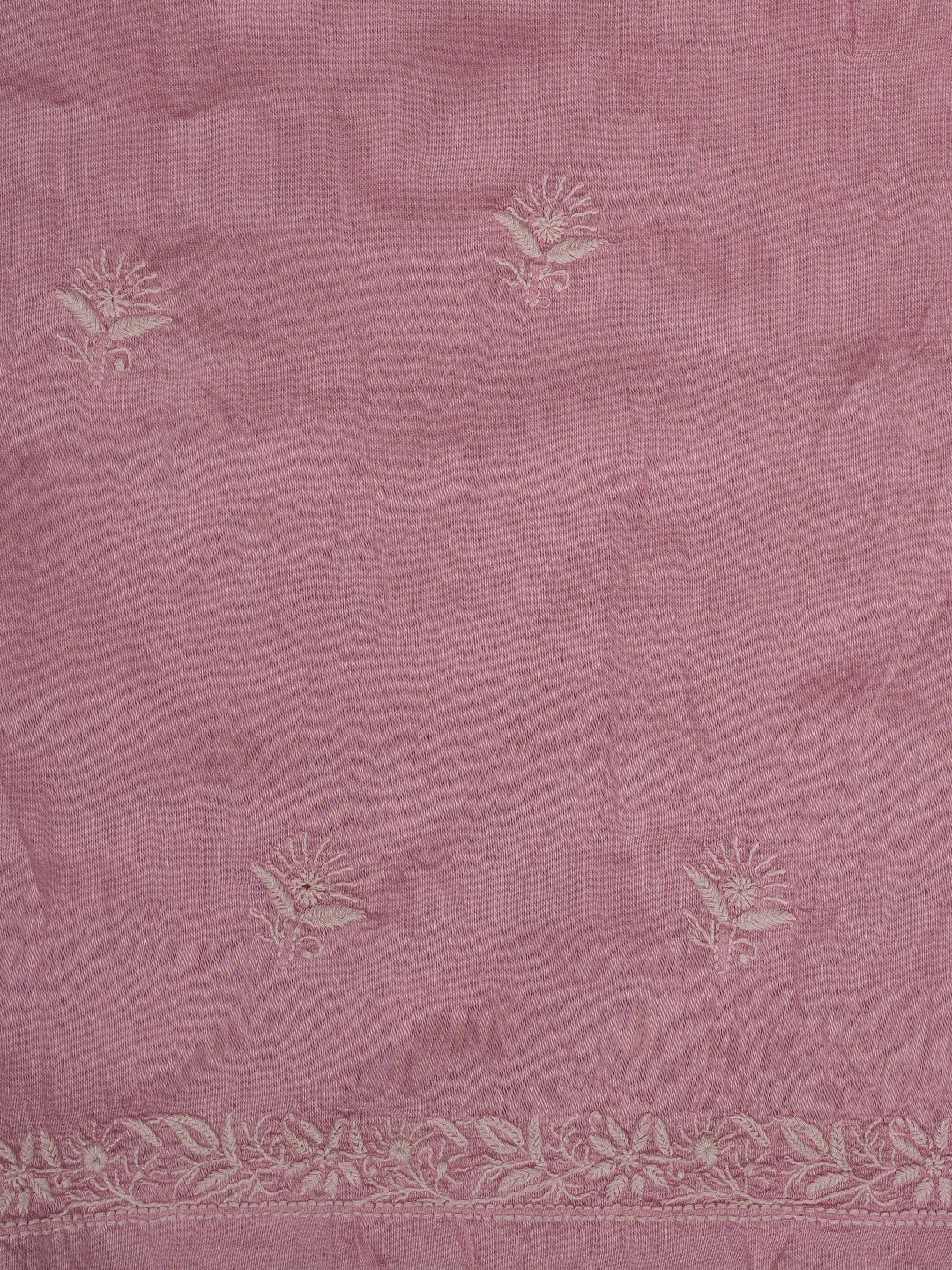 Ada Hand Embroidered Pink Chanderi Lucknowi Chikankari Unstitched Suit Piece 01A855622