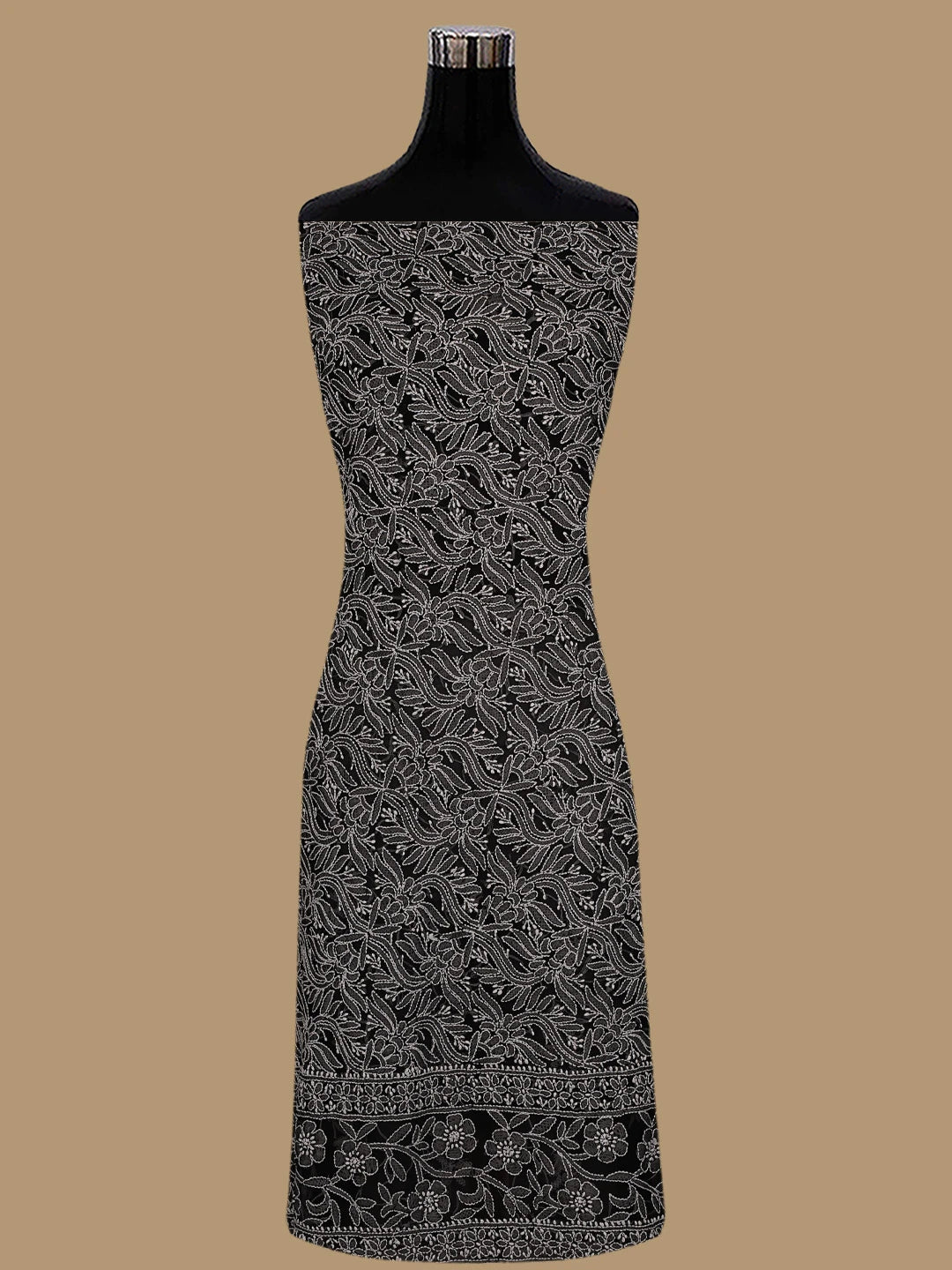 Ada Hand Embroidered Black Georgette Lucknowi Chikankari Unstitched Suit Piece 01A387188