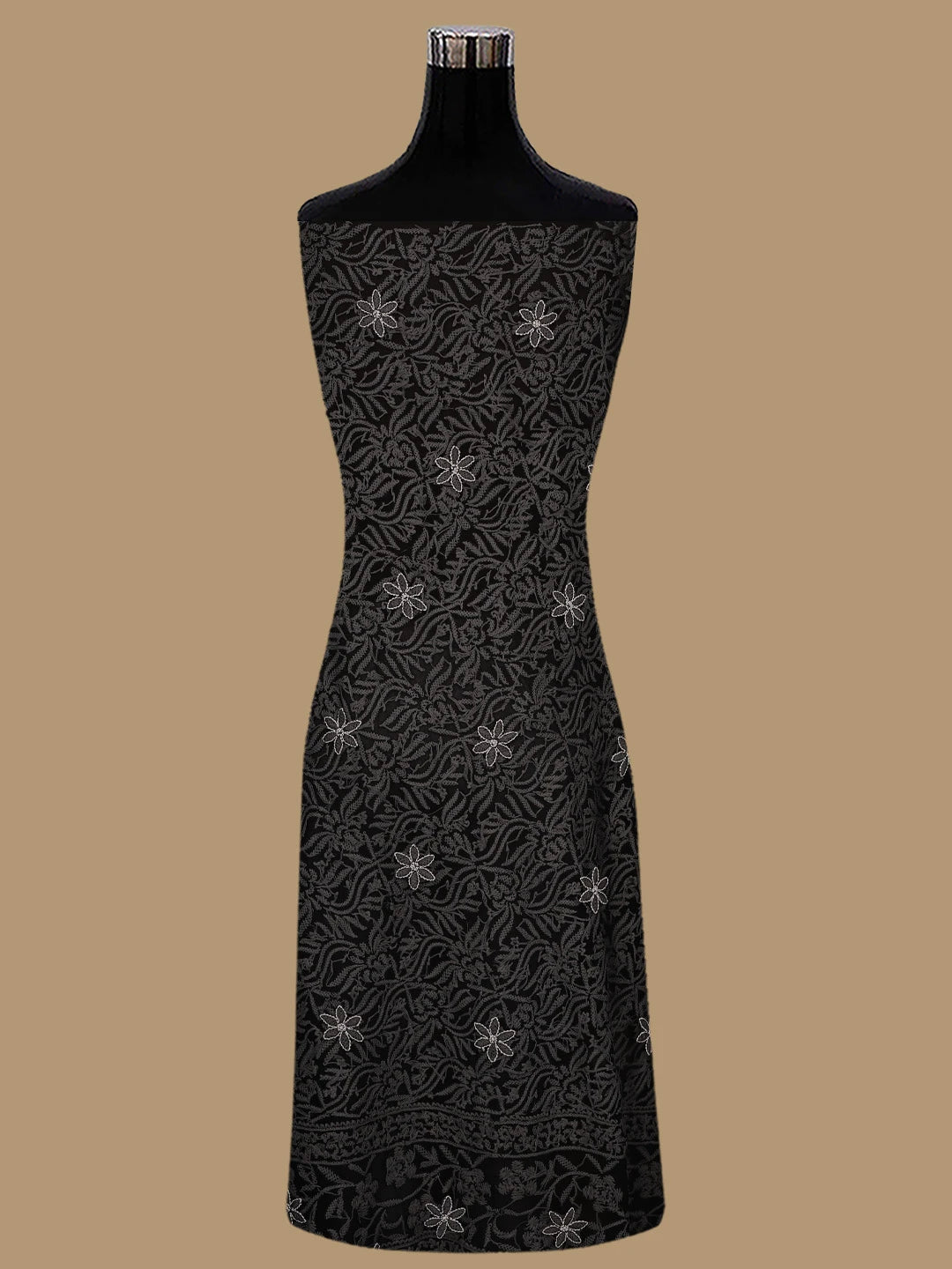 Ada Hand Embroidered Black Georgette Lucknowi Chikankari Unstitched Suit Piece 01A387188
