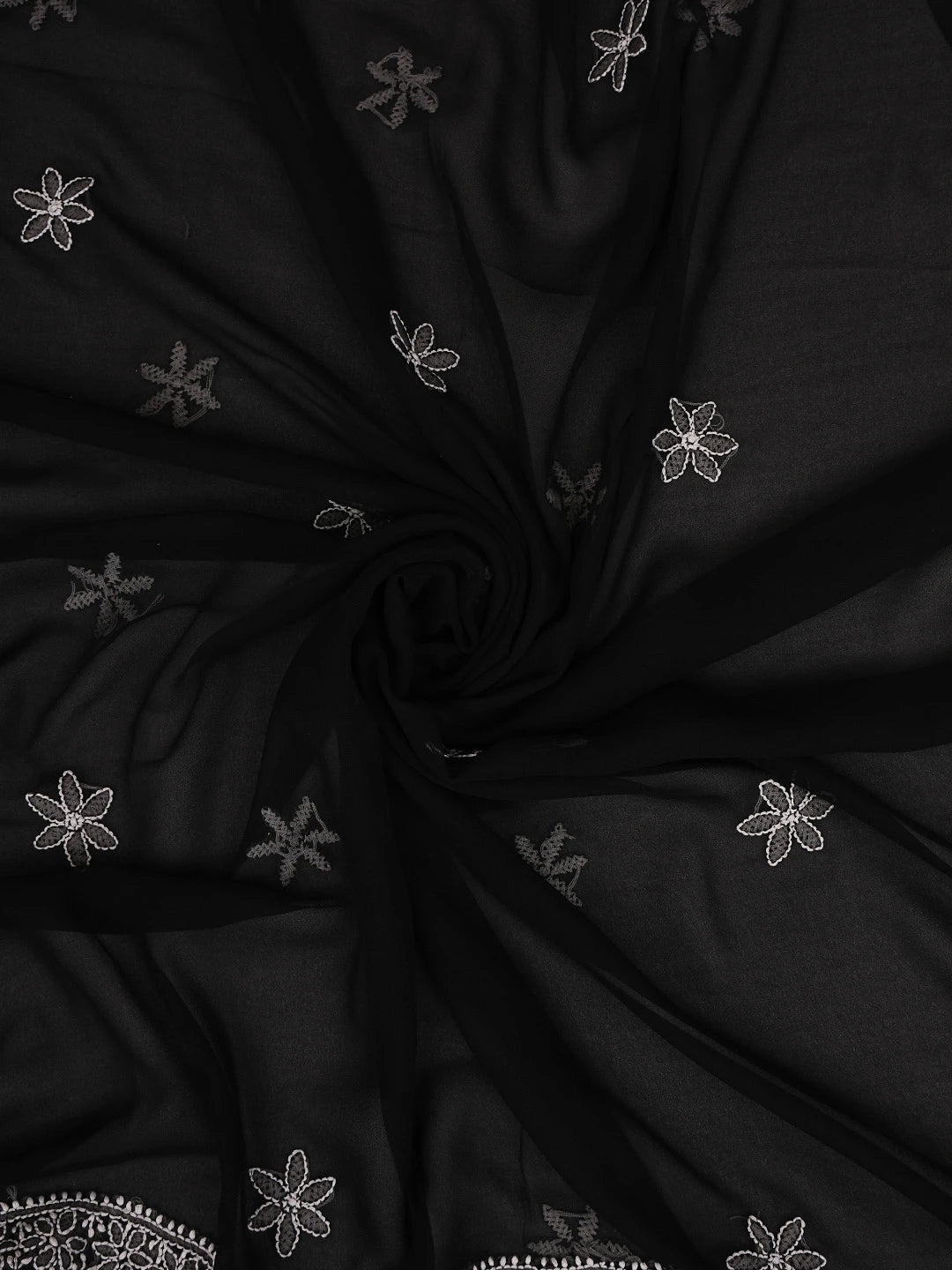Ada Hand Embroidered Black Georgette Lucknowi Chikankari Unstitched Suit Piece 01A387188