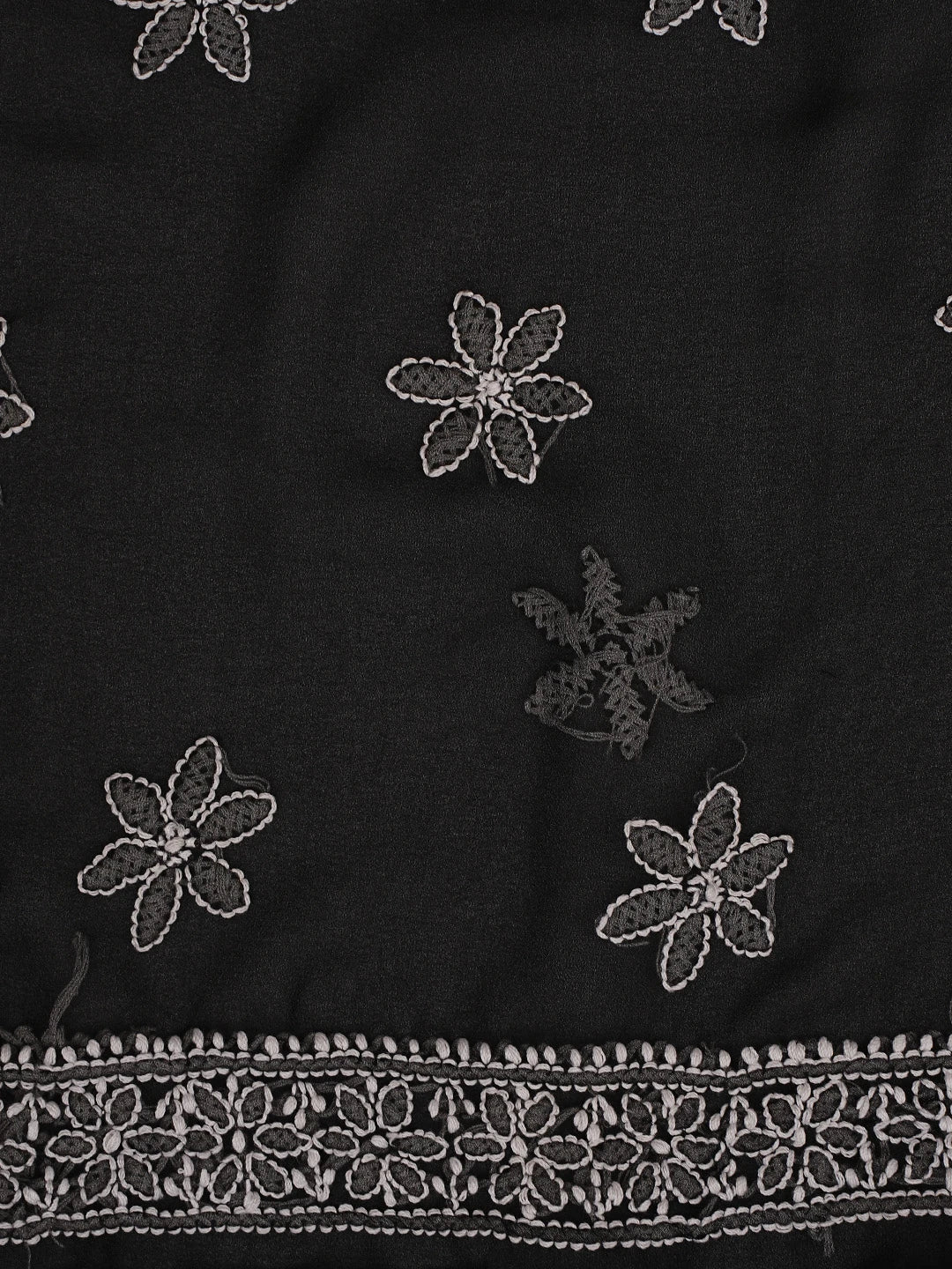 Ada Hand Embroidered Black Georgette Lucknowi Chikankari Unstitched Suit Piece 01A387188