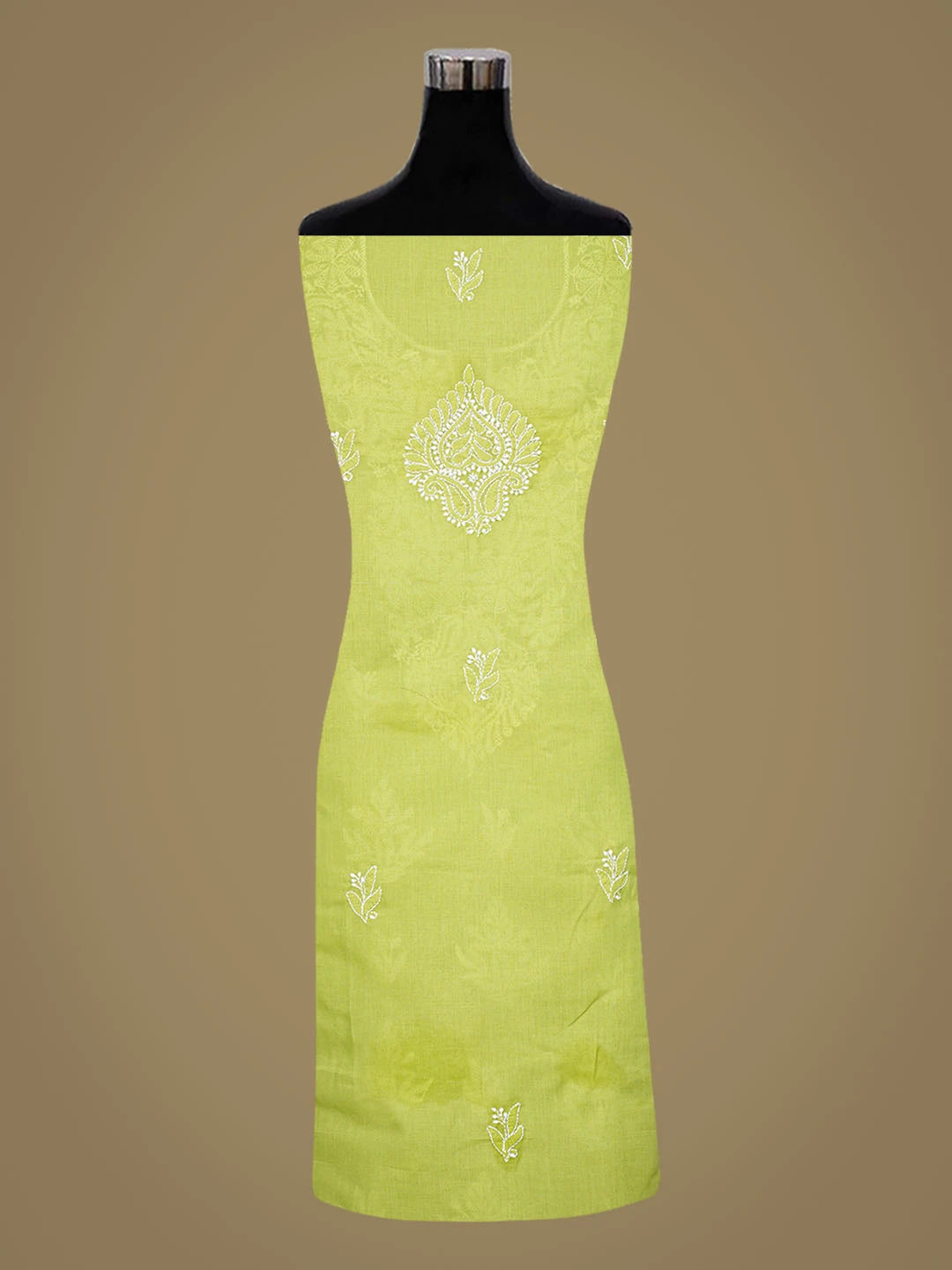 Ada Hand Embroidered Light Green Cotton Lucknowi Chikankari Unstitched Kurta Piece 01A863869