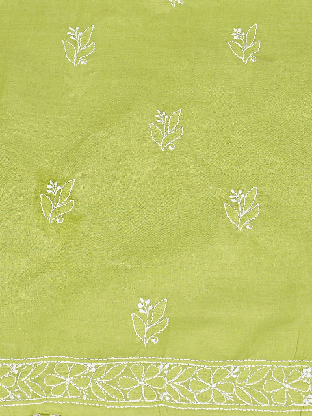 Ada Hand Embroidered Light Green Cotton Lucknowi Chikankari Unstitched Kurta Piece 01A863869