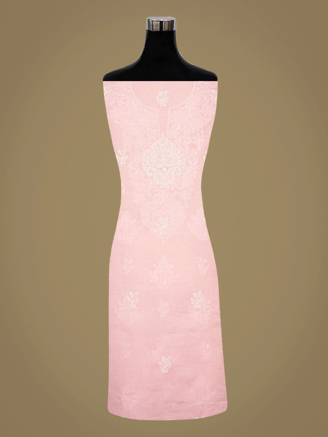 Ada Hand Embroidered Dusty Pink Cotton Lucknowi Chikankari Unstitched Kurta Piece 01A863899