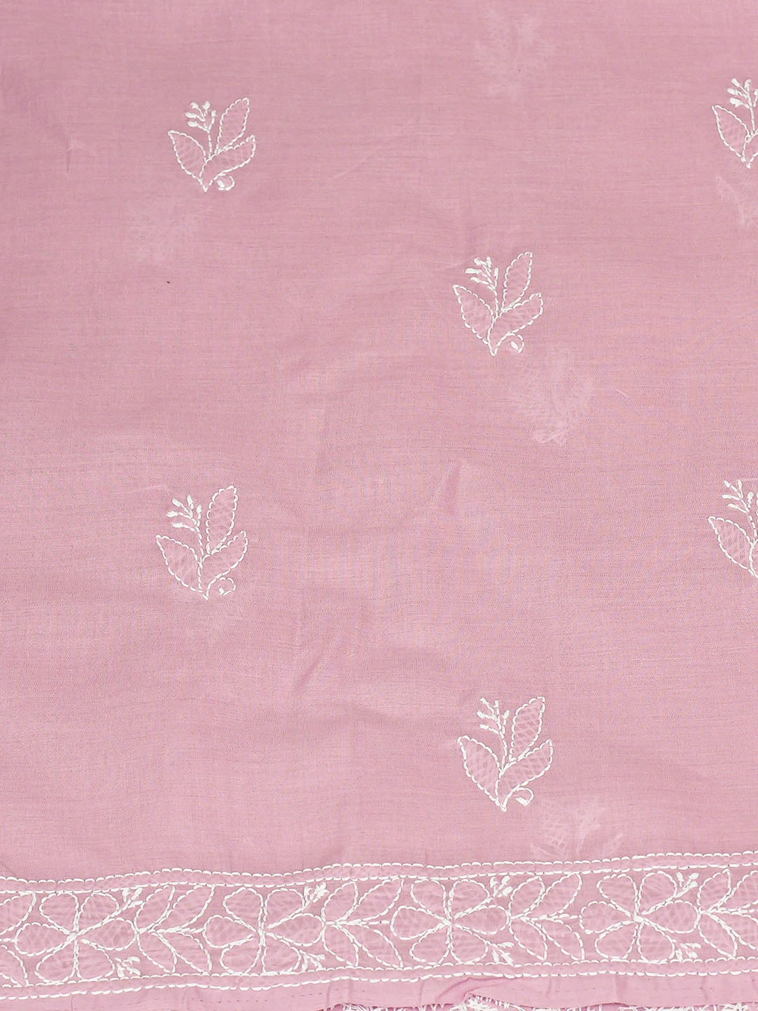 Ada Hand Embroidered Dusty Pink Cotton Lucknowi Chikankari Unstitched Kurta Piece 01A863899