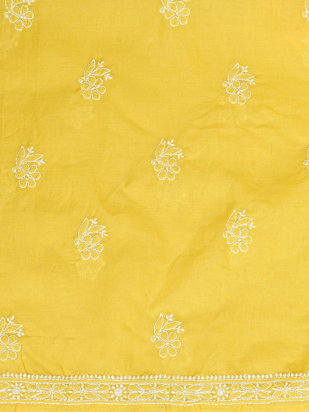 Ada Hand Embroidered Yellow Cotton Lucknowi Chikankari Unstitched Kurta Piece 01A863926