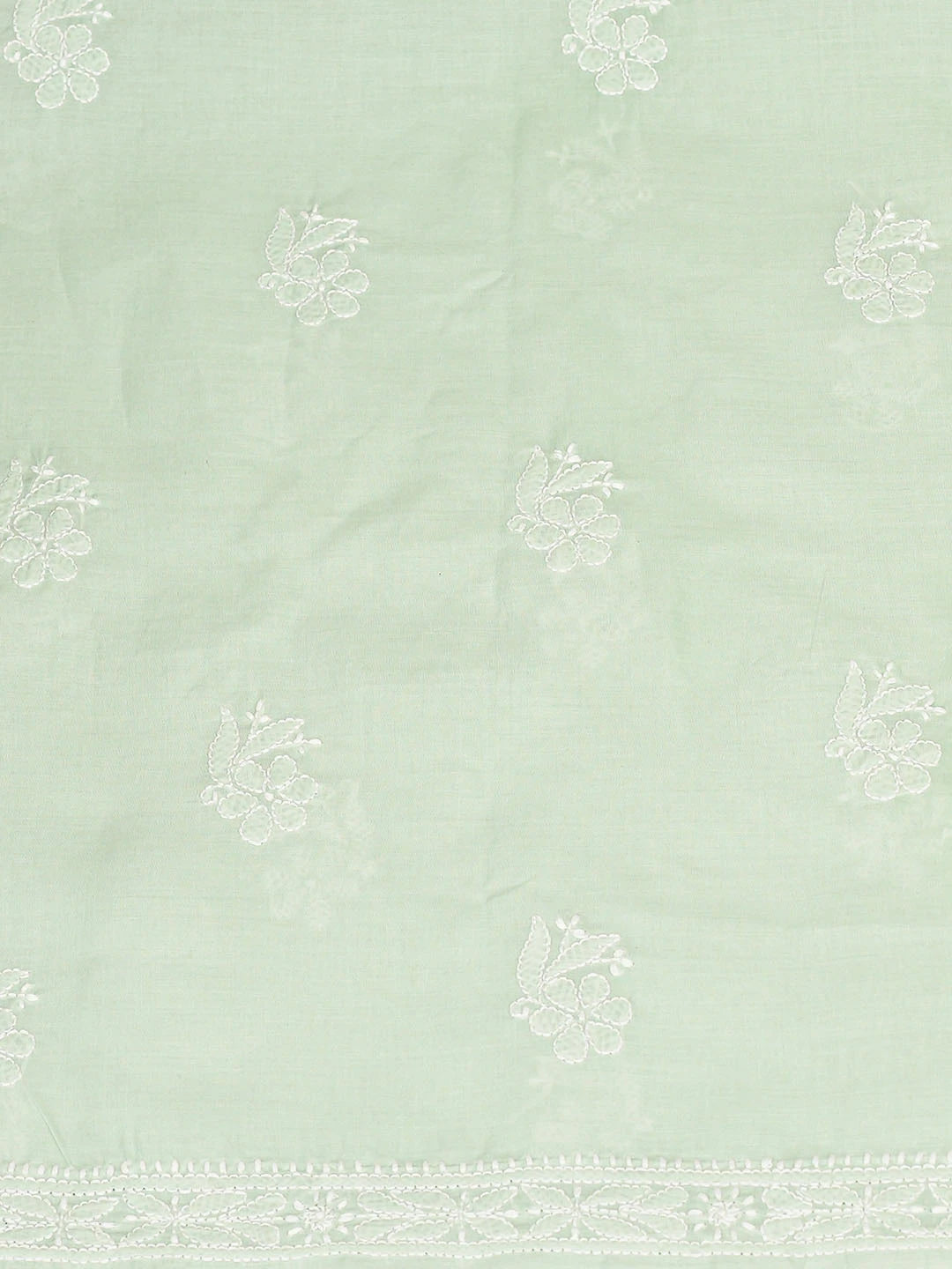 Ada Hand Embroidered Sea Green Cotton Lucknowi Chikankari Unstitched Kurta Piece 01A863925