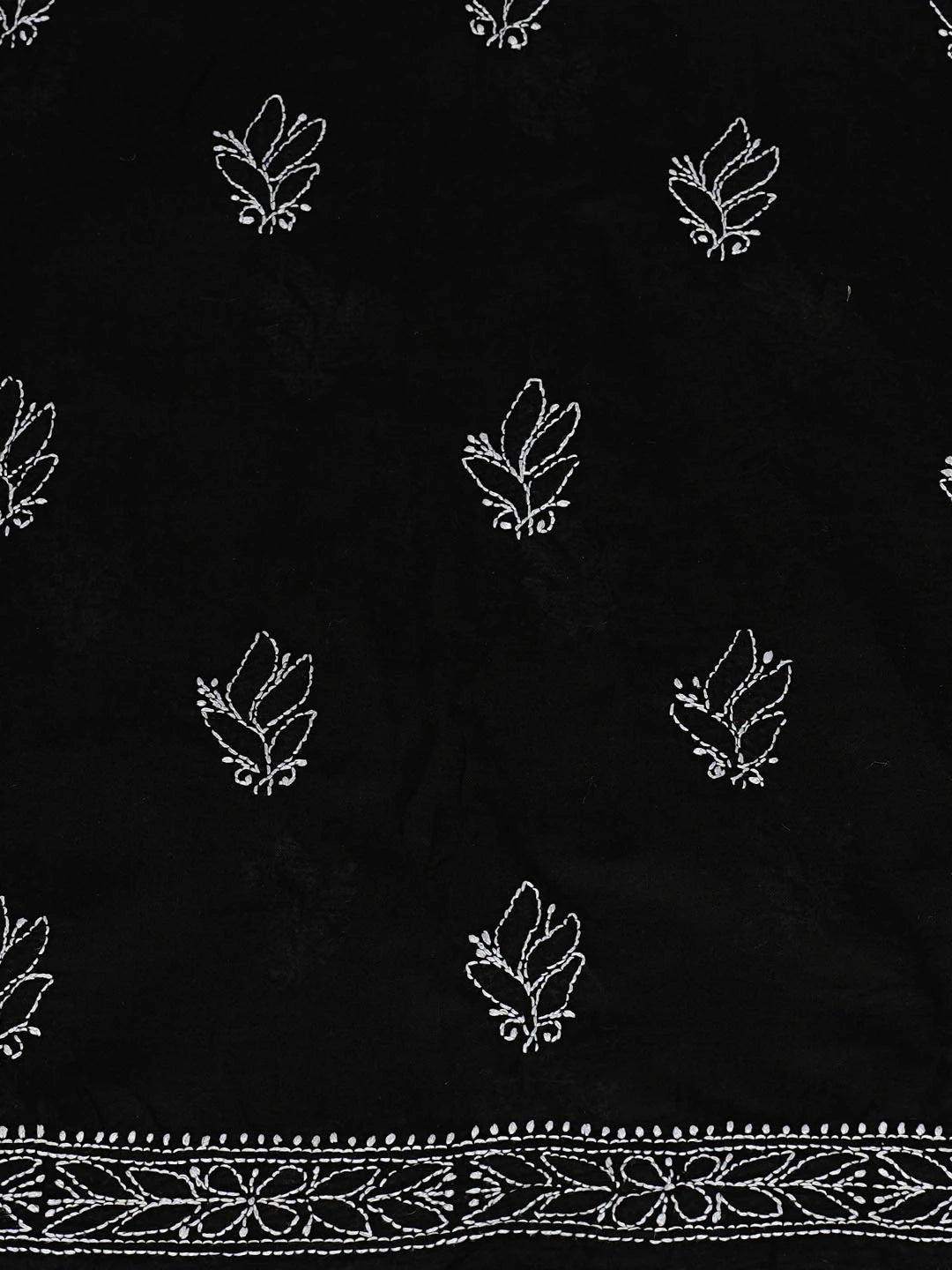 Ada Hand Embroidered Black Cotton Lucknowi Chikankari Unstitched Kurta Piece 01A863934
