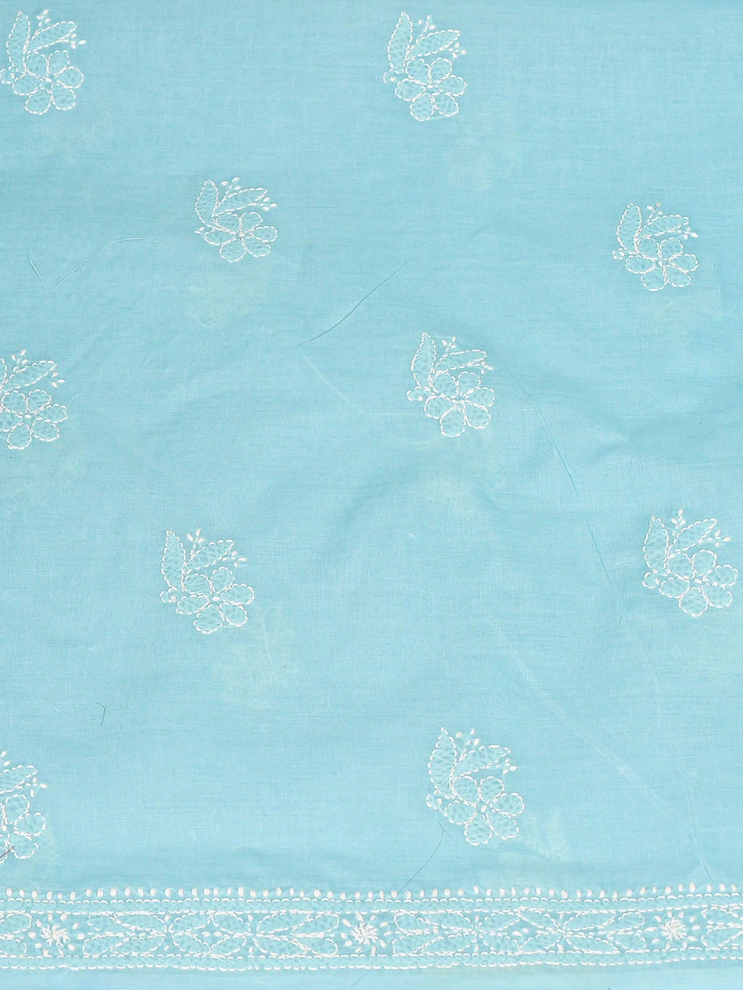 Ada Hand Embroidered Blue Cotton Lucknowi Chikankari Unstitched Kurta Piece 01A863919