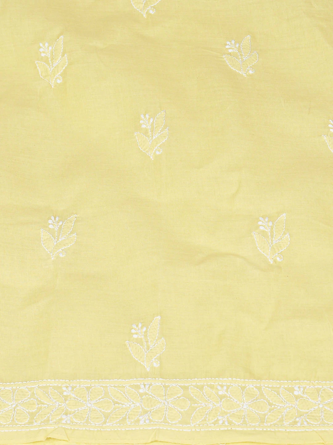 Ada Hand Embroidered Lemon Cotton Lucknowi Chikankari Unstitched Kurta Piece 01A863896