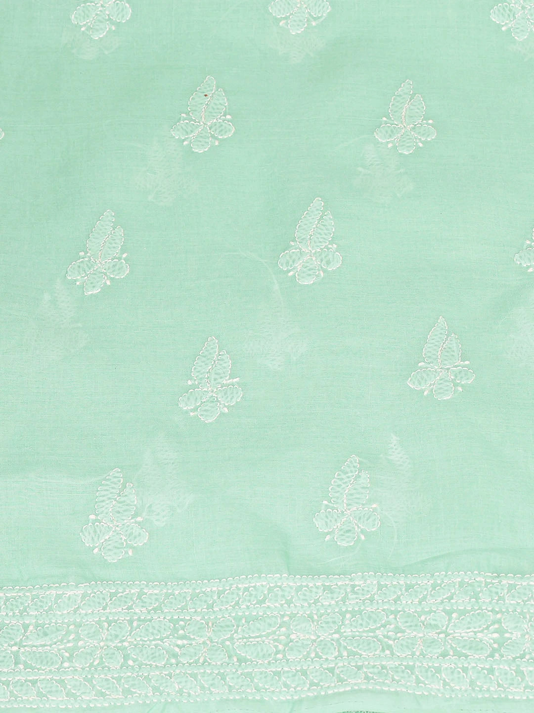 Ada Hand Embroidered Sea Green Cotton Lucknowi Chikankari Unstitched Kurta Piece 01A863932