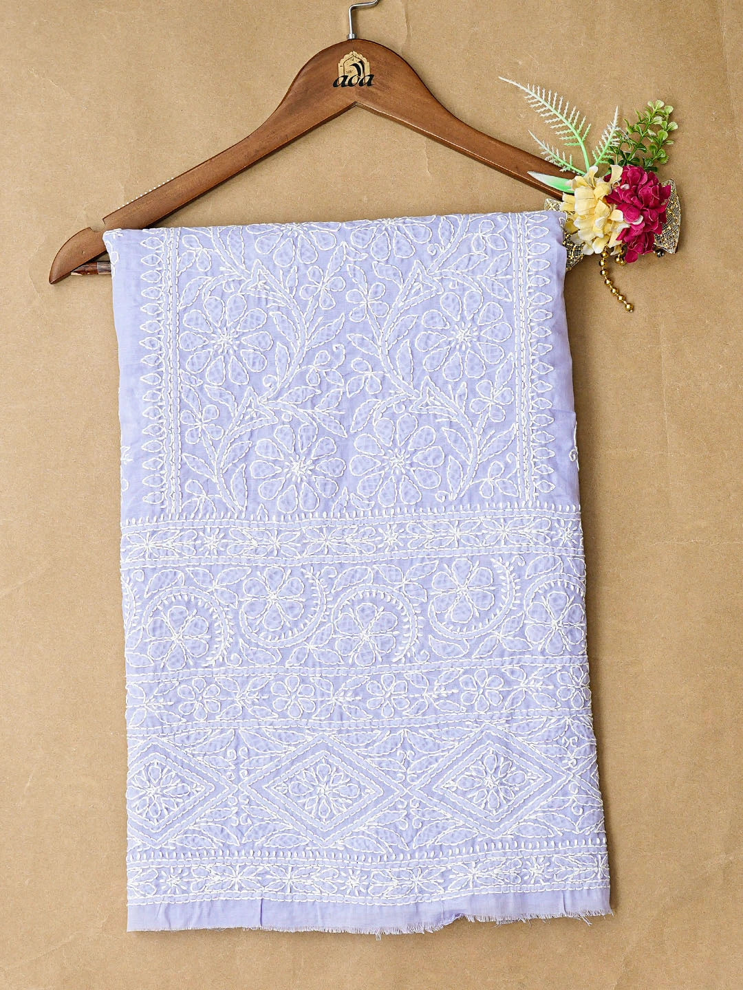 Ada Hand Embroidered Mauve Cotton Lucknowi Chikankari Unstitched Kurta Piece 01A863928