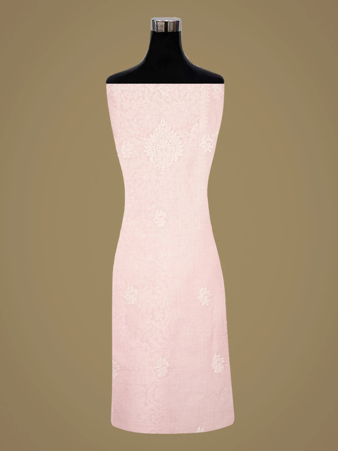 Ada Hand Embroidered Pink Cotton Lucknowi Chikankari Unstitched Kurta Piece 01A863927