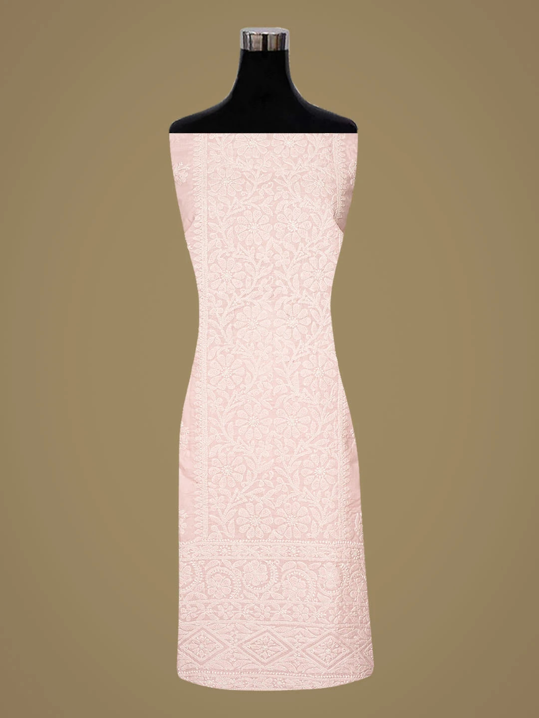 Ada Hand Embroidered Pink Cotton Lucknowi Chikankari Unstitched Kurta Piece 01A863927