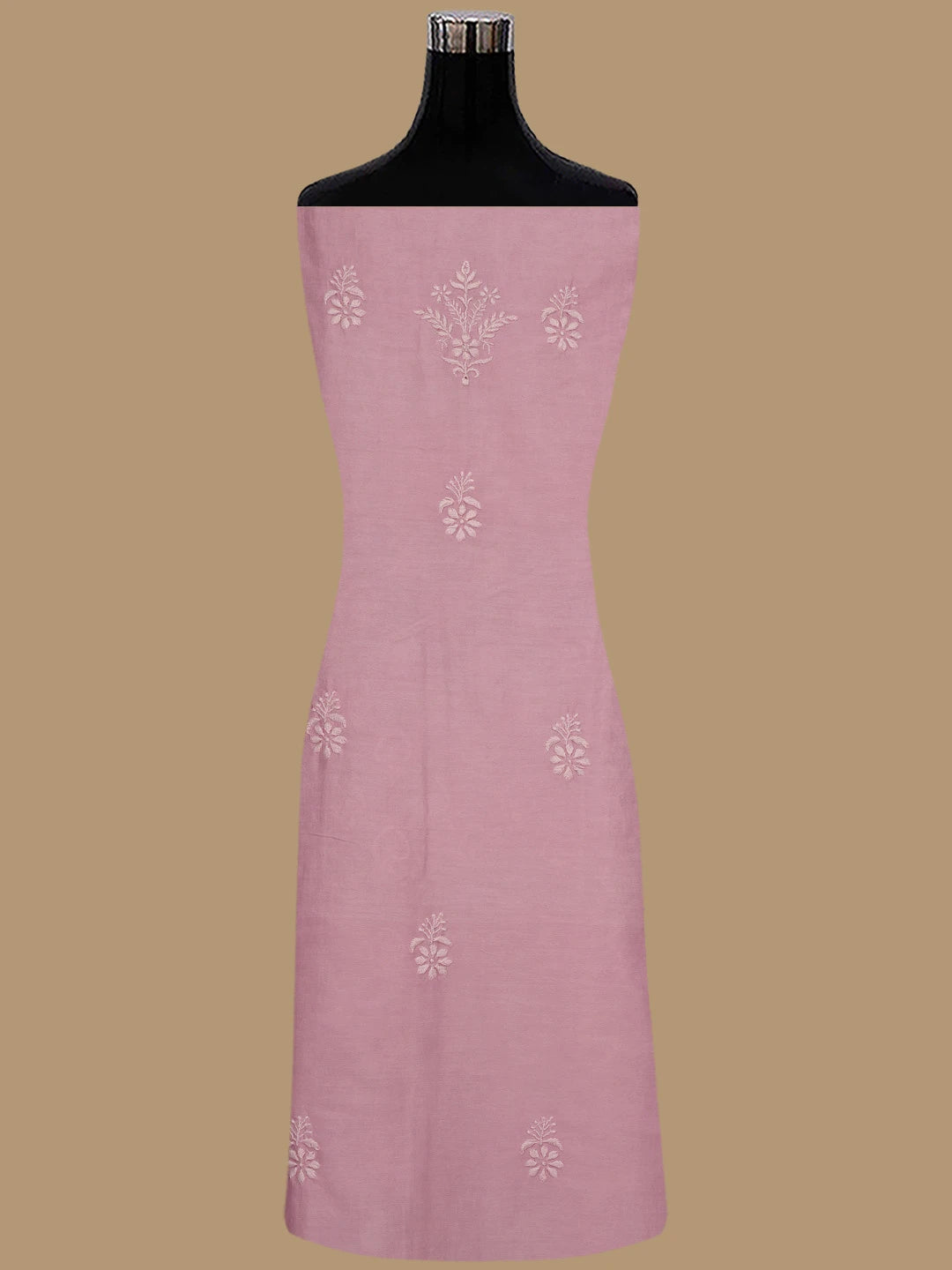 Ada Hand Embroidered Pink Chanderi Lucknowi Chikankari Unstitched Suit Piece 01A805718