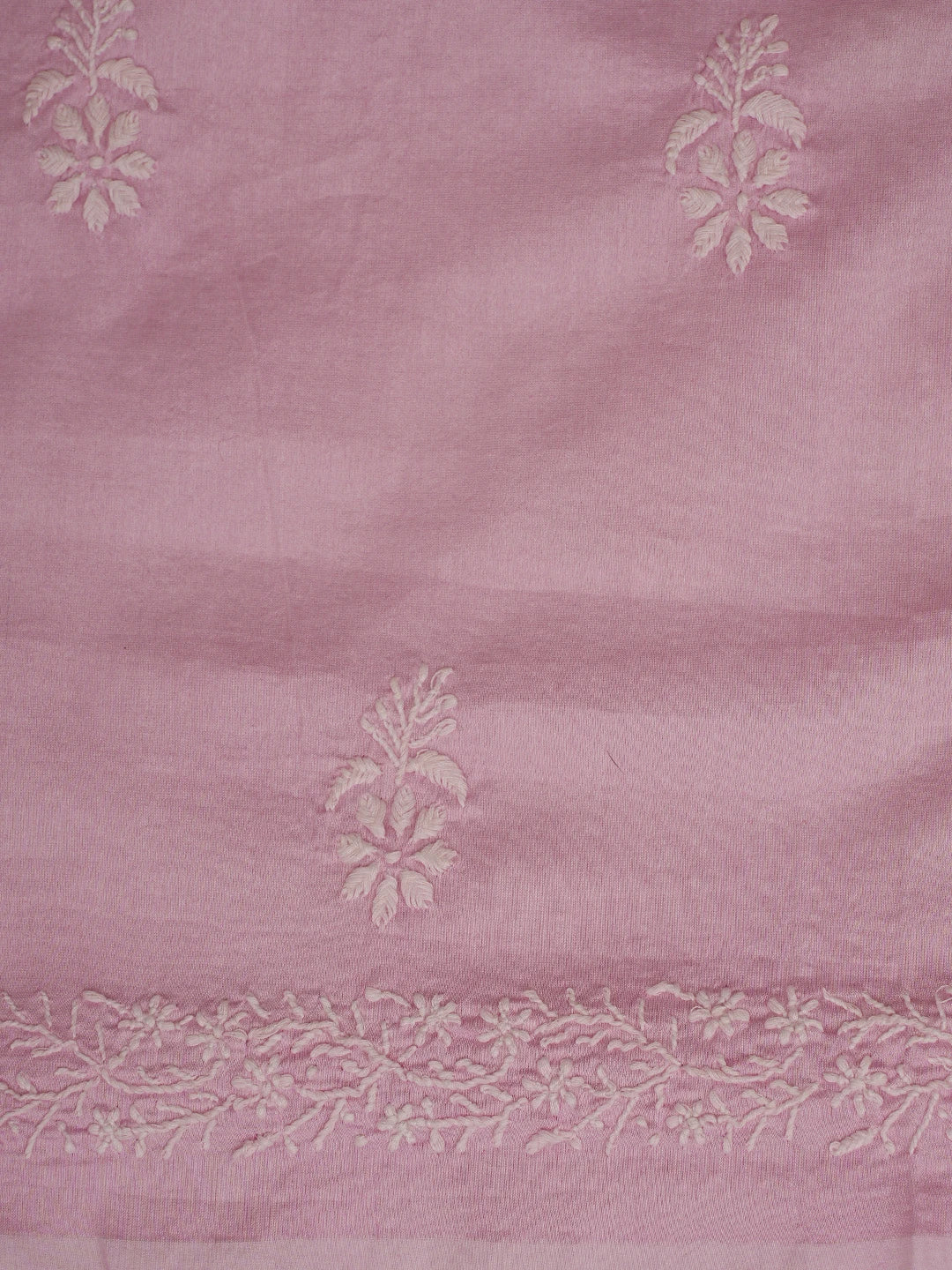 Ada Hand Embroidered Pink Chanderi Lucknowi Chikankari Unstitched Suit Piece 01A805718