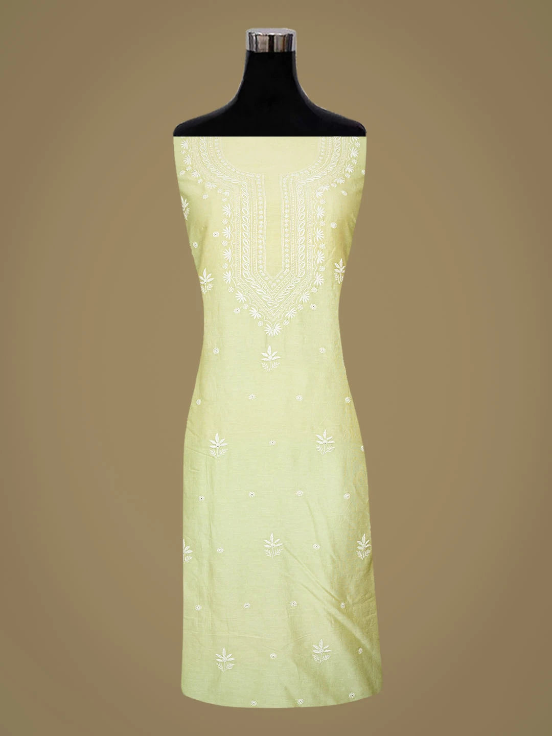 Ada Hand Embroidered Pista Green Chanderi Lucknowi Chikankari Unstitched Suit Piece 01A791848