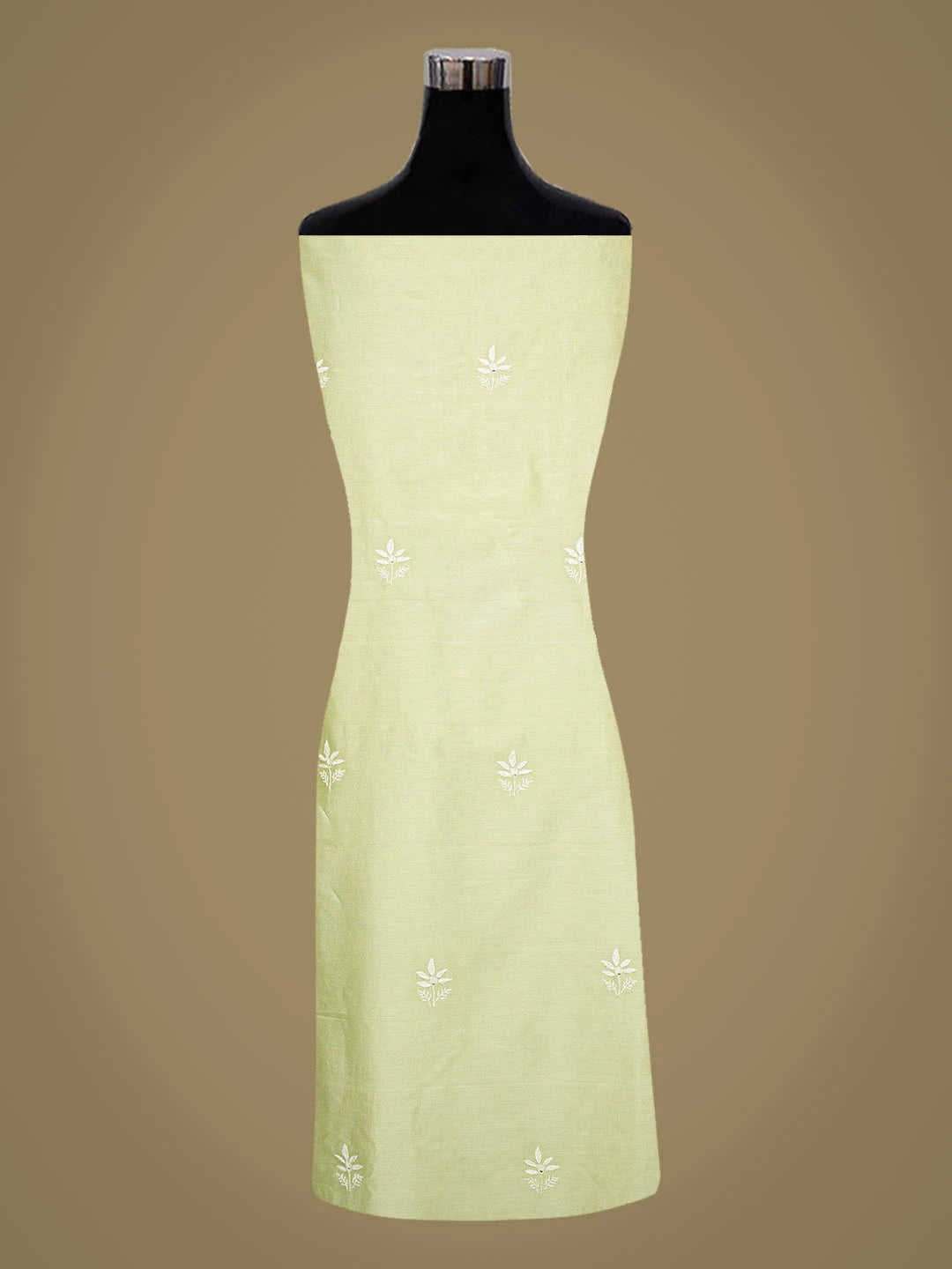Ada Hand Embroidered Pista Green Chanderi Lucknowi Chikankari Unstitched Suit Piece 01A791848