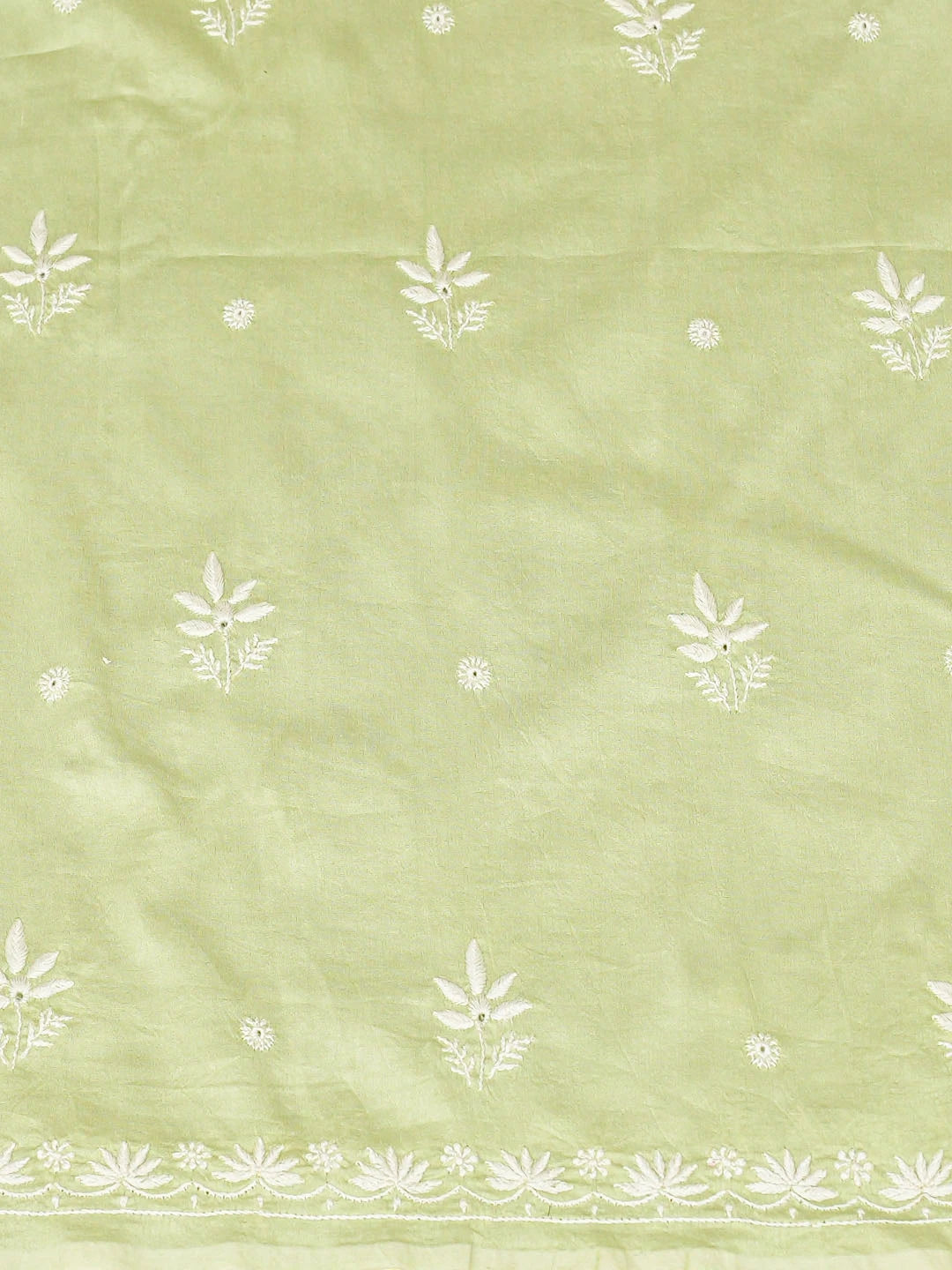 Ada Hand Embroidered Pista Green Chanderi Lucknowi Chikankari Unstitched Suit Piece 01A791848