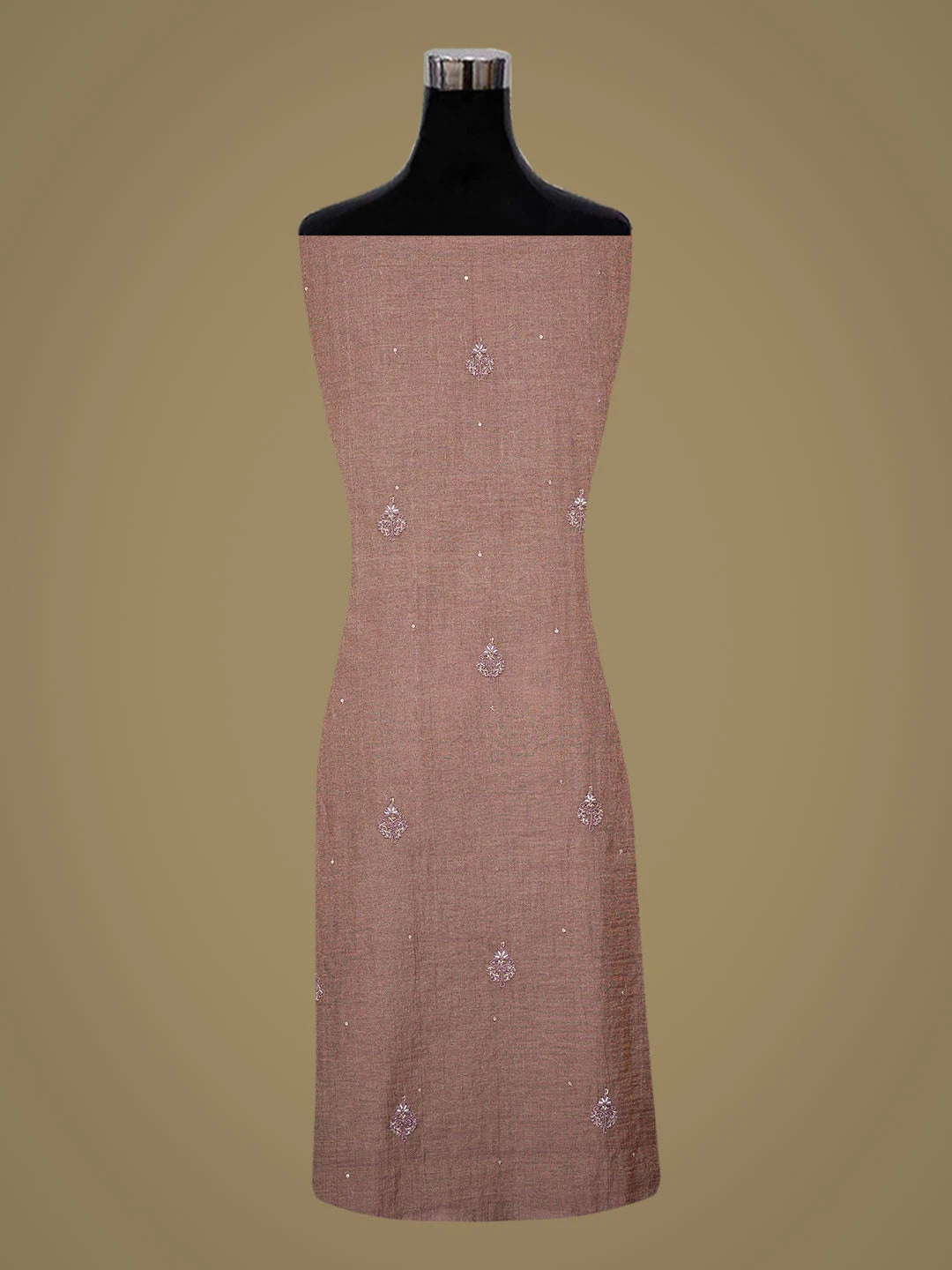 Ada Hand Embroidered Light Wine Tissue Lucknowi Chikankari Unstitched Kurta Dupatta Set With Cutdana Work 01A753349
