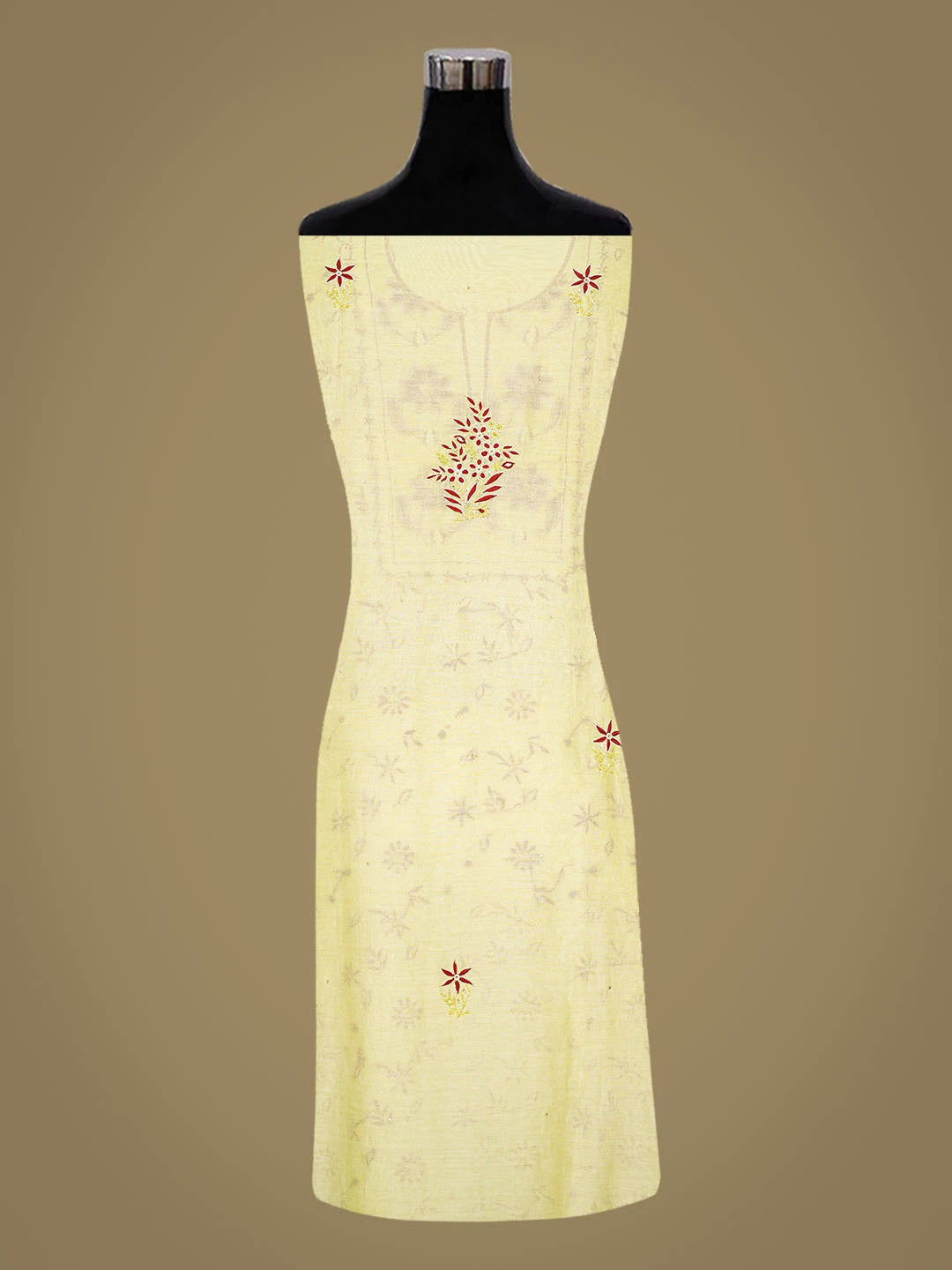 Ada Hand Embroidered Green Chanderi Lucknowi Chikankari Unstitched Kurta Dupatta Set With Cutdana Work 01A483241