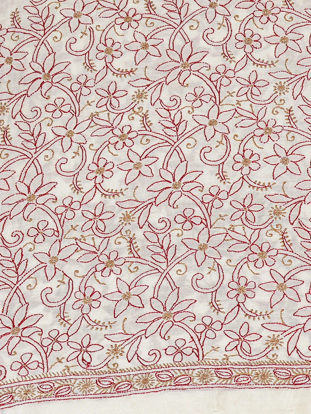 Ada Hand Embroidered White Chanderi Lucknowi Chikankari Unstitched Kurta Dupatta Set 01A809058