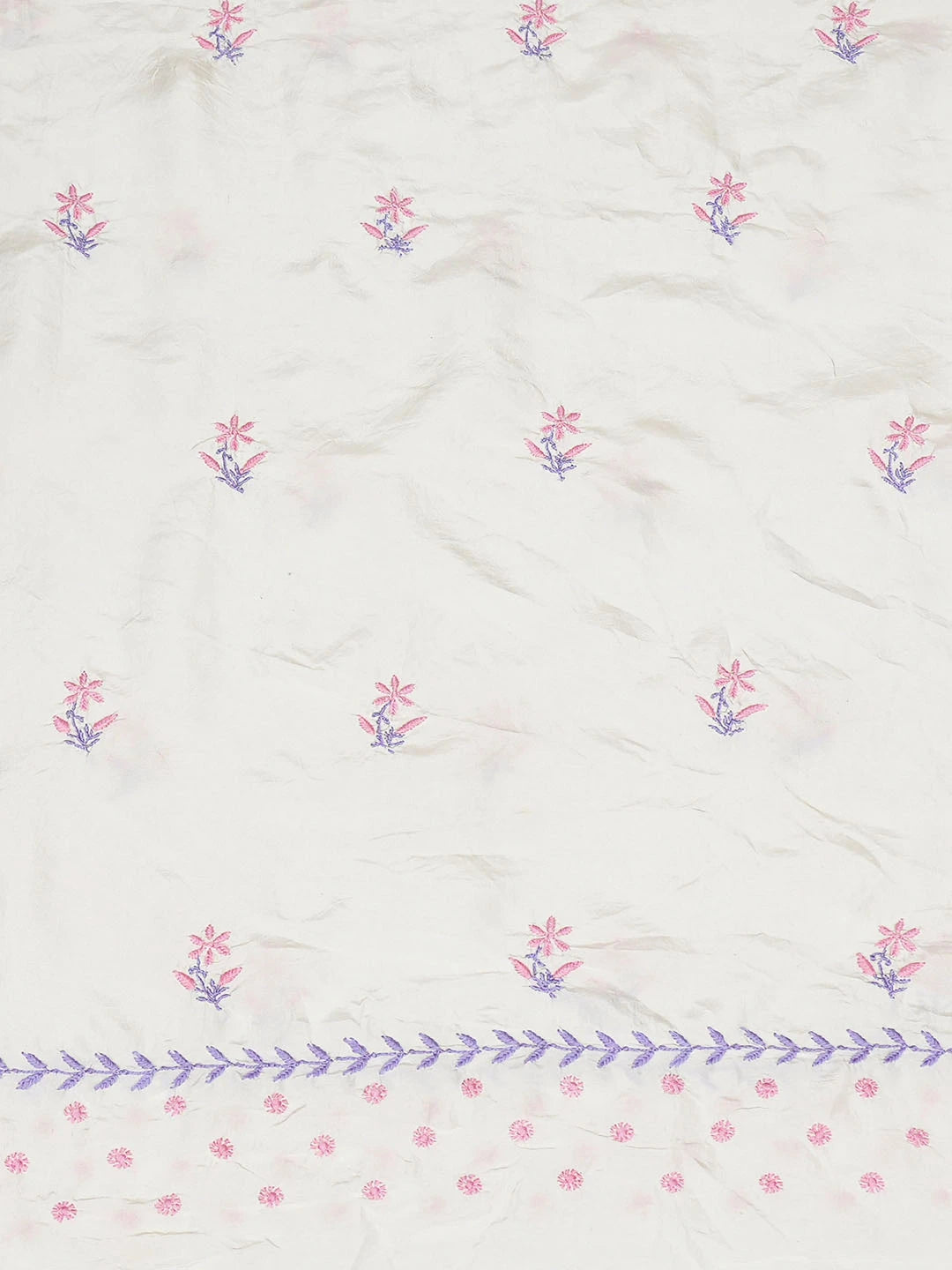 Ada Hand Embroidered White Silk Lucknowi Chikankari Unstitched Kurta Dupatta Set 01A646684