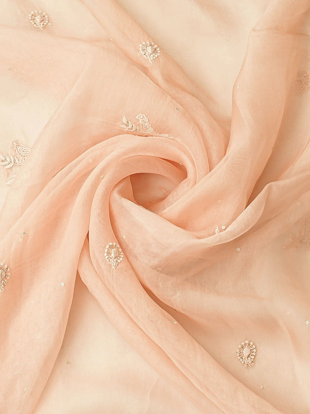 Ada Hand Embroidered Dusty Rose Silk Lucknowi Chikankari Semi-Stitched Kurta Dupatta Set With Cutdana Work 01A791820