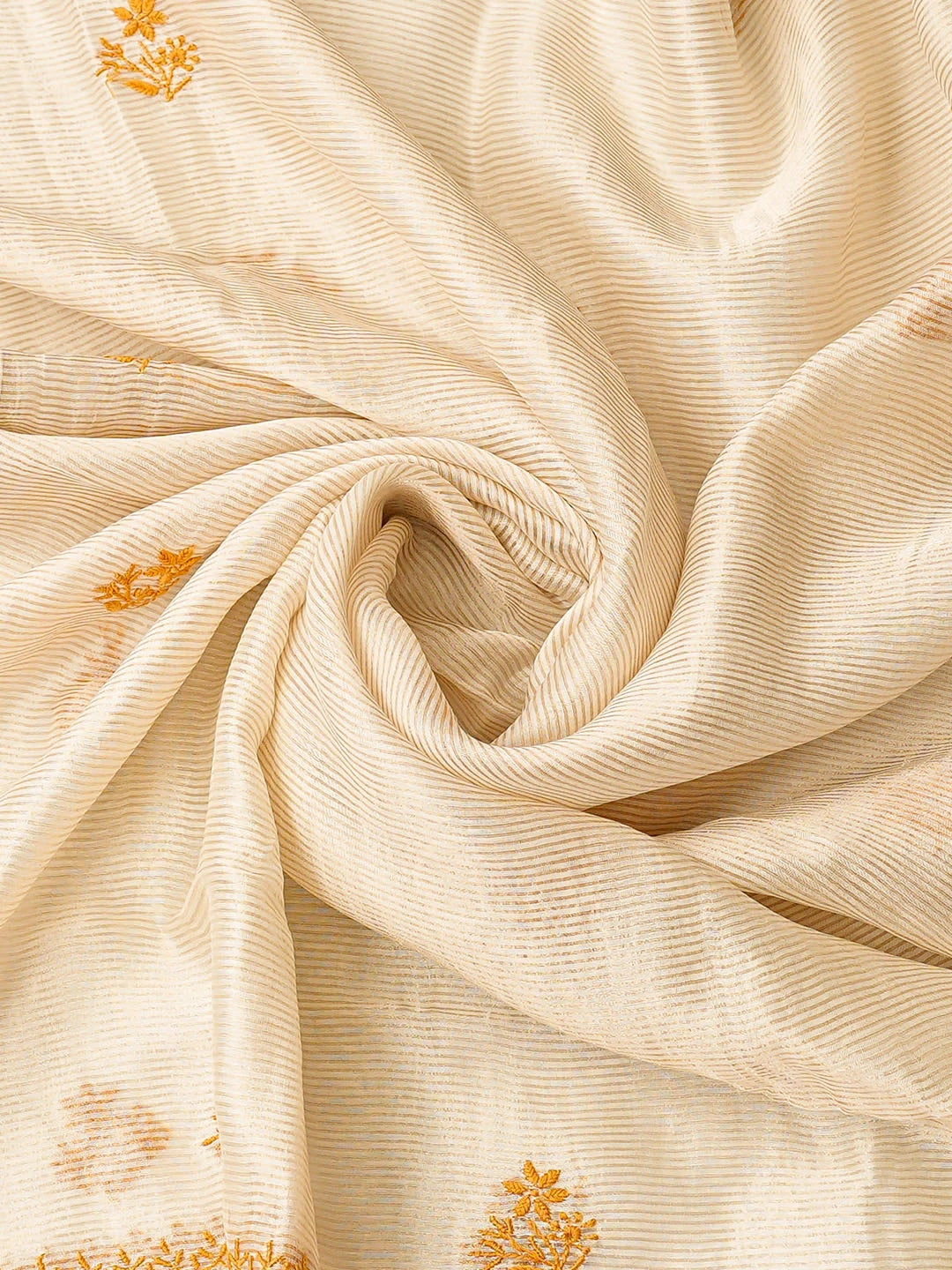 Ada Hand Embroidered Fawn Tissue Lucknowi Chikankari Unstitched Kurta Dupatta Set With Zari Work 01A858585