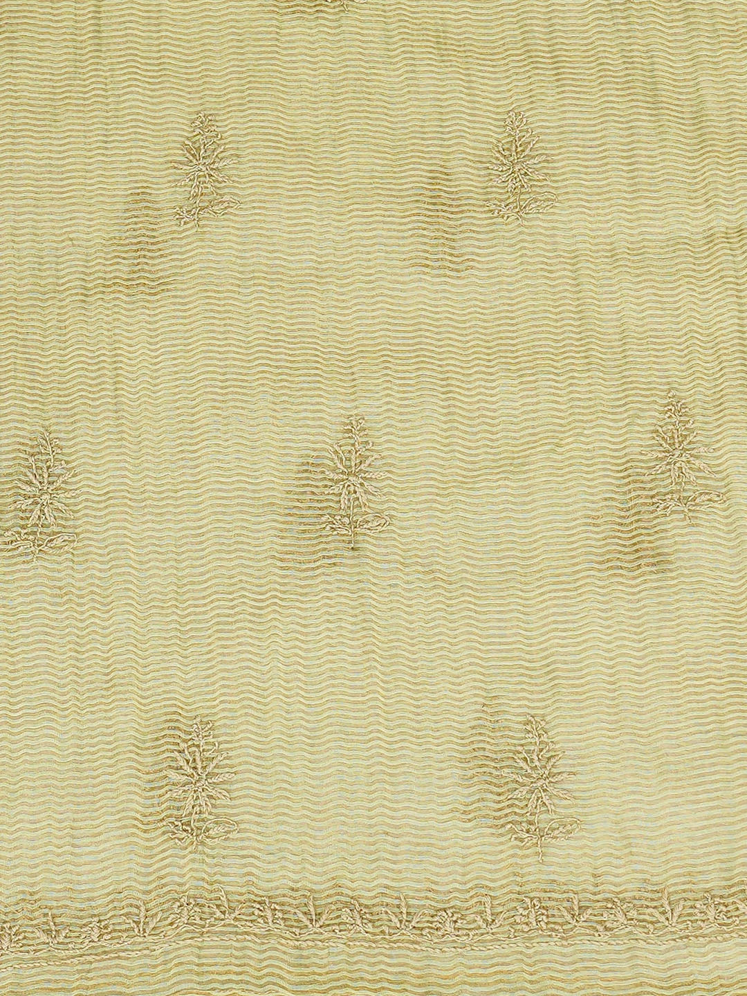 Ada Hand Embroidered Green Tissue Lucknowi Chikankari Unstitched Kurta Dupatta Set 01A698651
