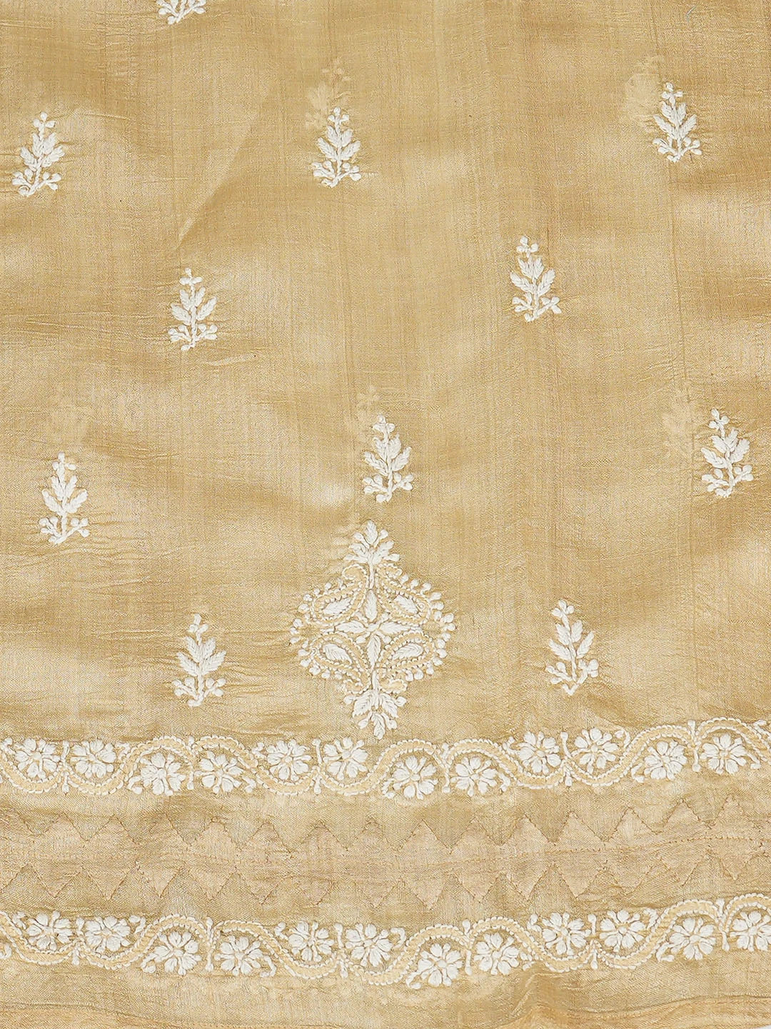 Ada Hand Embroidered Fawn Silk Lucknowi Chikankari Unstitched Suit Piece 01A593038