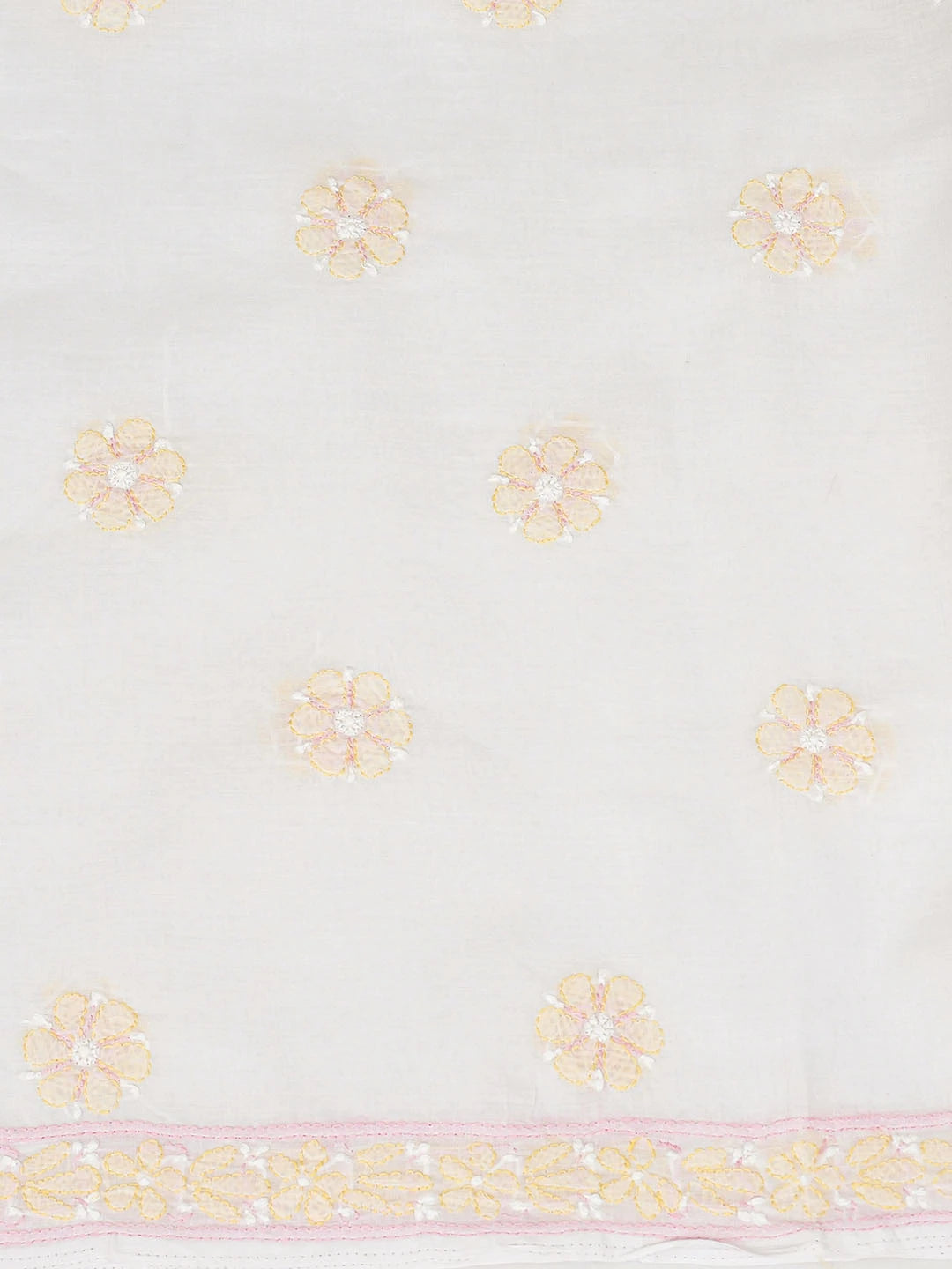 Ada Hand Embroidered White Cotton Lucknowi Chikankari Unstitched Suit Piece 01A821802