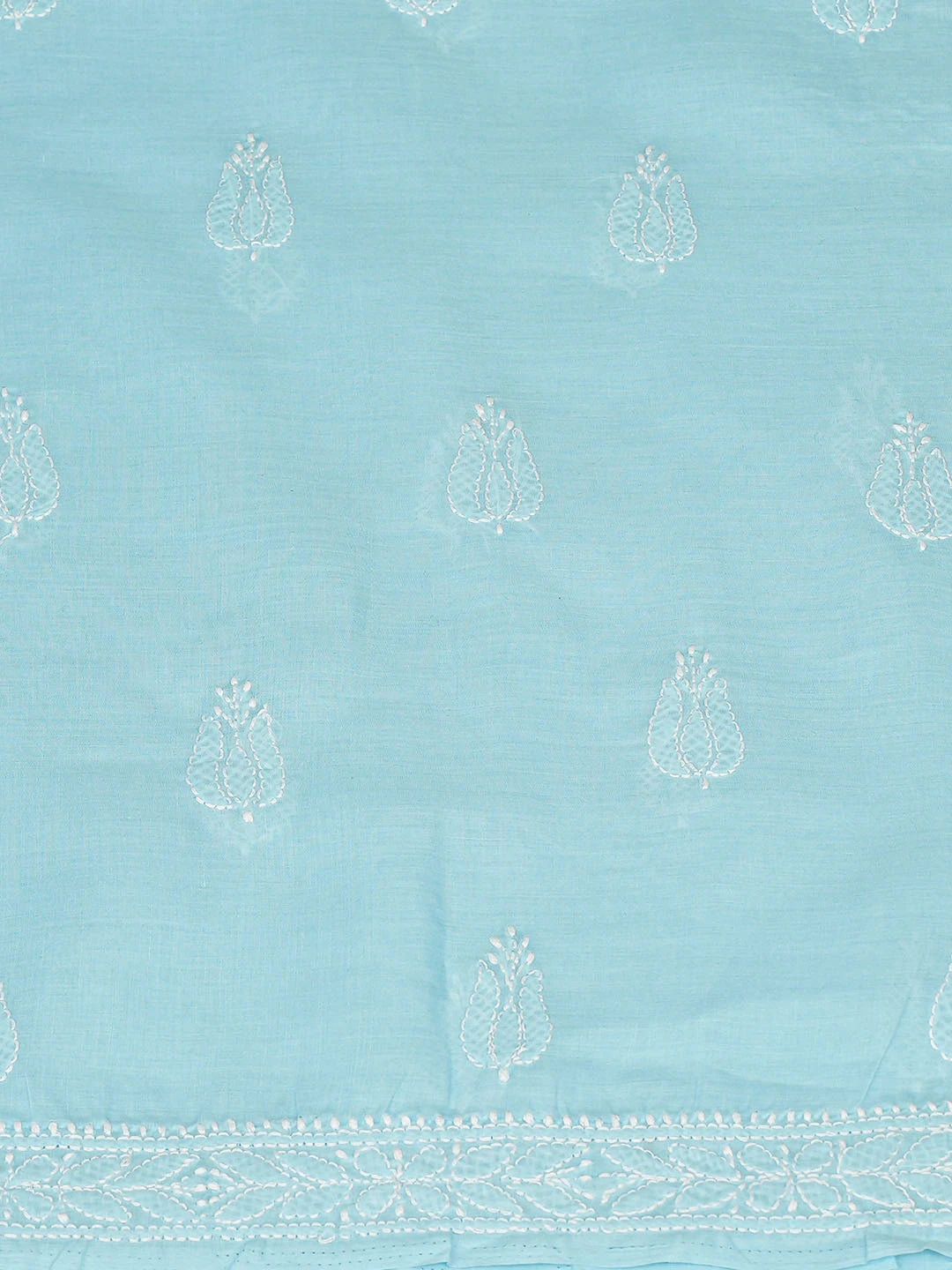 Ada Hand Embroidered Blue Cotton Lucknowi Chikankari Unstitched Kurta Piece 01A863933