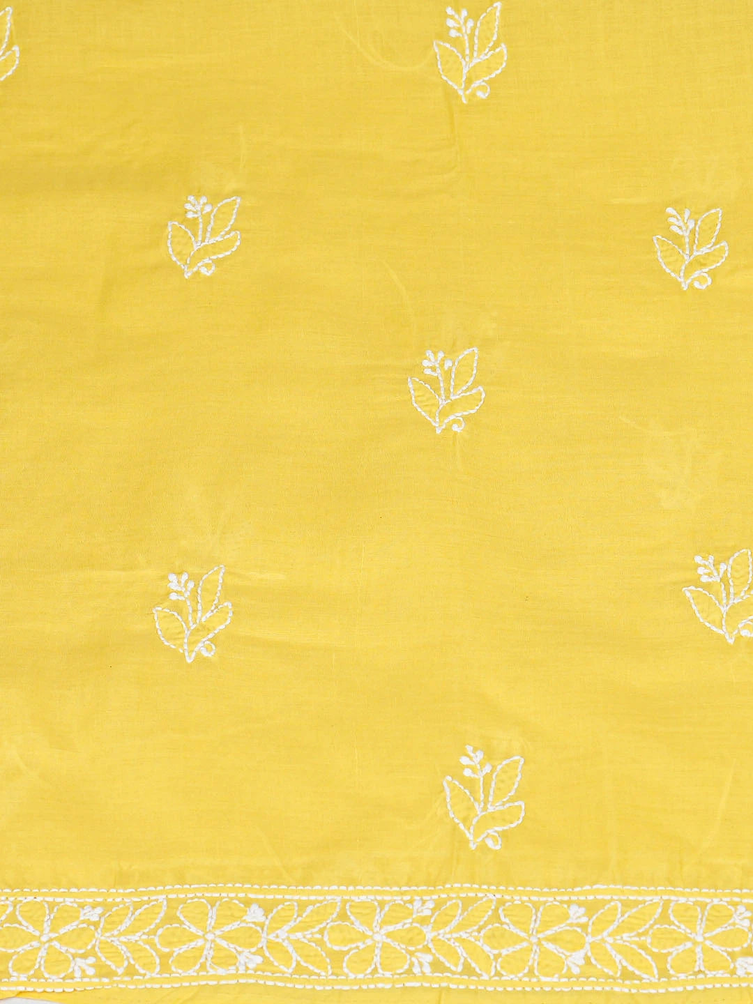 Ada Hand Embroidered Yellow Cotton Lucknowi Chikankari Unstitched Kurta Piece 01A863910