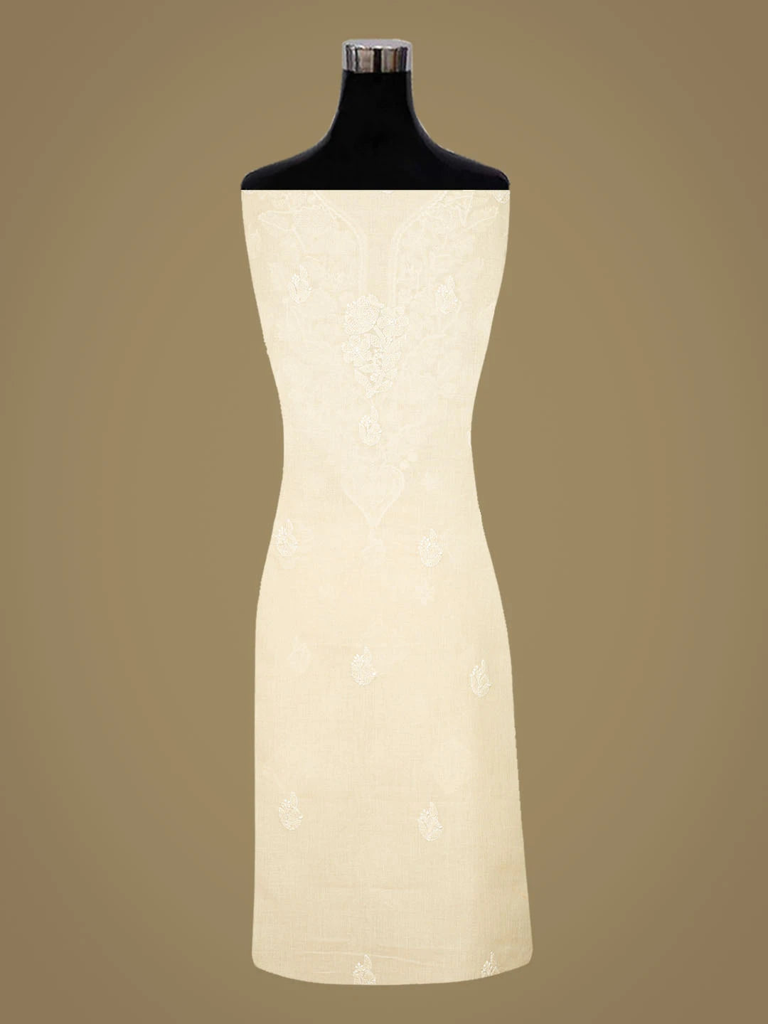 Ada Hand Embroidered Beige Cotton Lucknowi Chikankari Unstitched Kurta Piece 01A863917