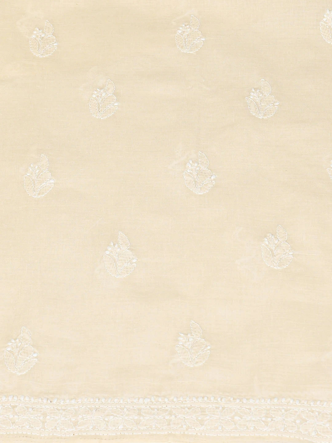Ada Hand Embroidered Beige Cotton Lucknowi Chikankari Unstitched Kurta Piece 01A863917